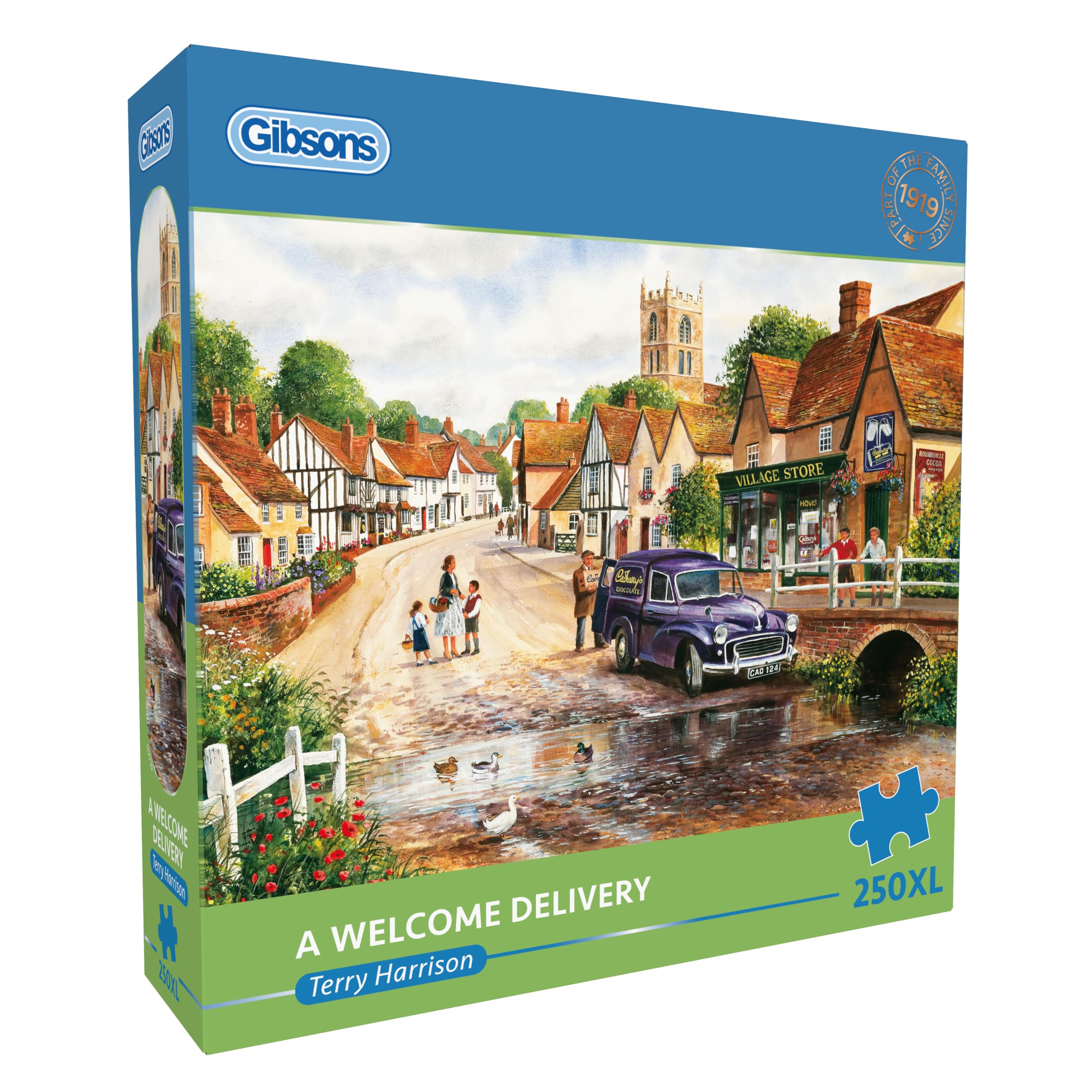 Gibsons A Welcome Delivery 250XL Piece Jigsaw Puzzle for Adults by Terry Harrison - Extra Large Pieces - Nostalgic Village Scenes Artwork – Premium Sustainable Puzzle Made in the UK/EU - Great Gift
