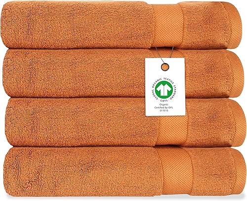 Delara - Juego de 4 toallas de baño de algodón orgánico lujosamente suaves Certificado GOTS y OEKO-TEX Toallas de calidad de hotel premium