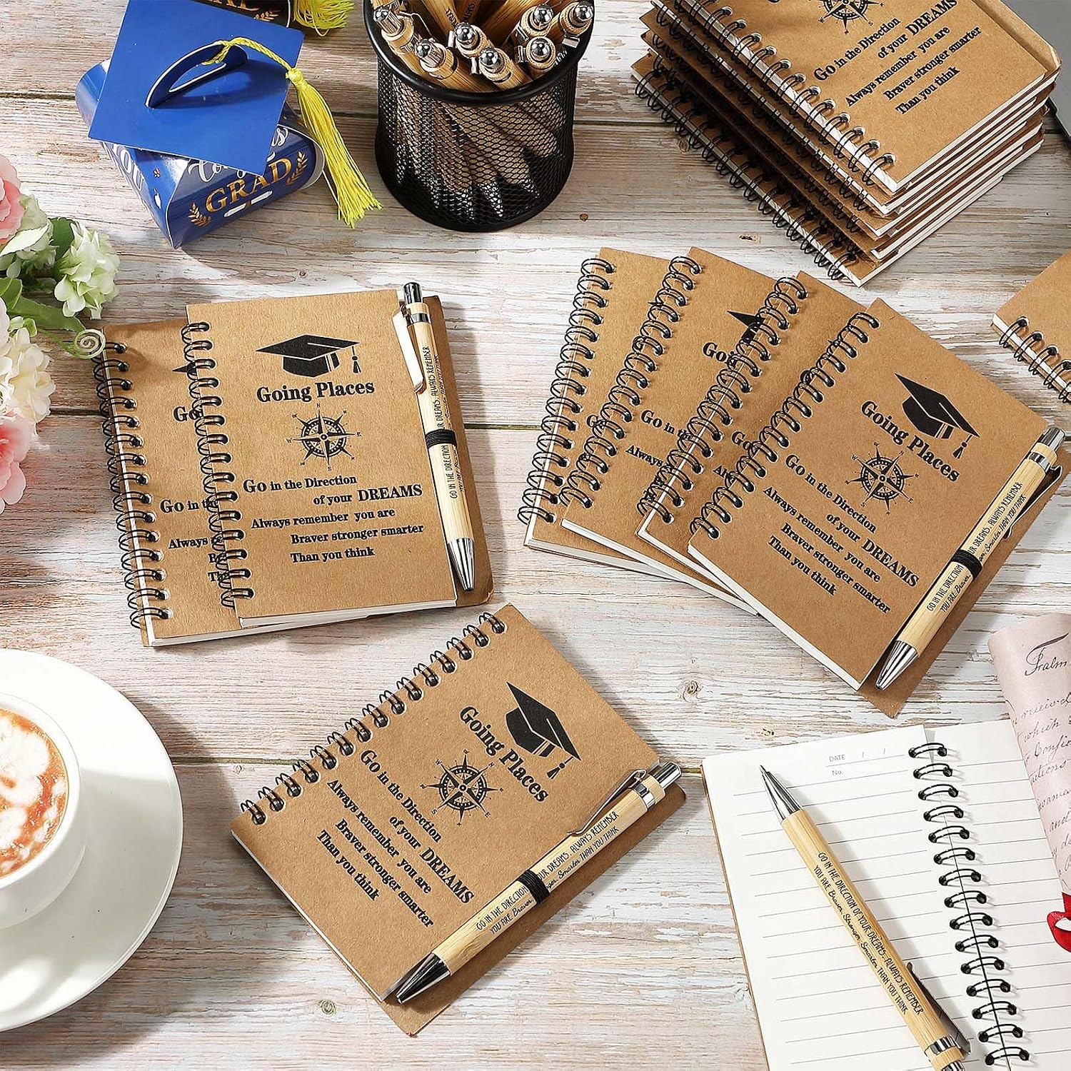 Sinload 48 Pcs 2026 Graduation Gifts Bulk for Students Motivational Inspirational Graduation Notebook and Pens Go in the Direction of Your Dreams Class of 2026 Grad Gifts(Rustic,Fresh)