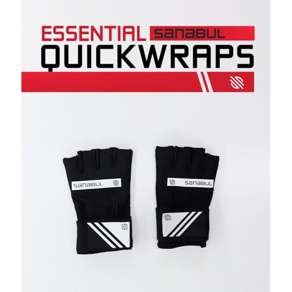 Sanabul Gel Hand Wraps for Boxing Gloves | MMA Muay Thai Kick Boxing Quick Wraps for Men & Women | Inner Boxing Hand Wrap for Gloves | Padded Knuckle Wrist Wrap (Black/White, S/M)