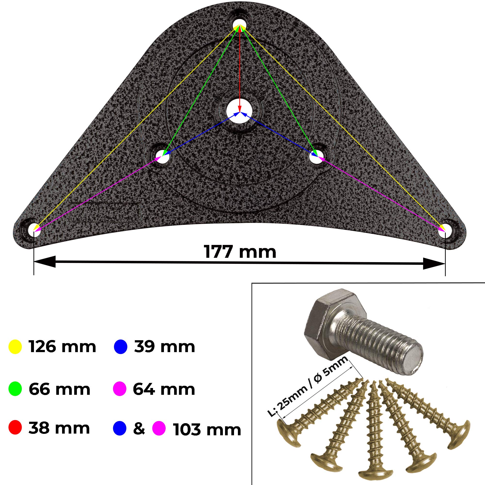 Stahlia 4 x Tischfuß Ø60 mm SCHWARZ MATT Tischbeine Möbelfuß |Höhe 710 mm|höhenverstellbar + 30 mm|inkl. Befestigungsmaterial |Tischfuss Verstellfuß Möbel Fuß Füße |