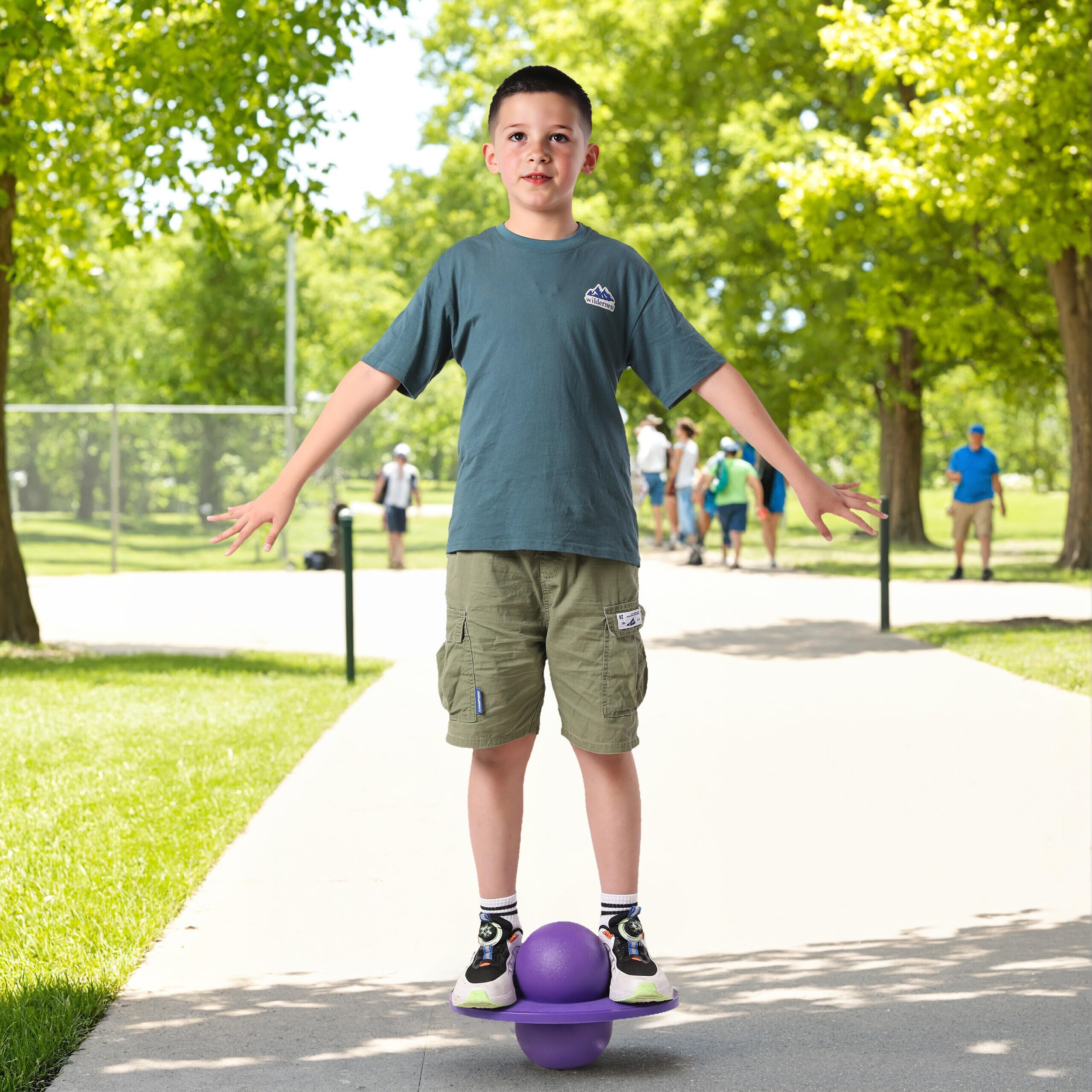 Relaxdays Pogo Ball pour Enfants, jusqu'à 100 kg, Jouet de Saut extérieur, Violet, 25x39x28 cm