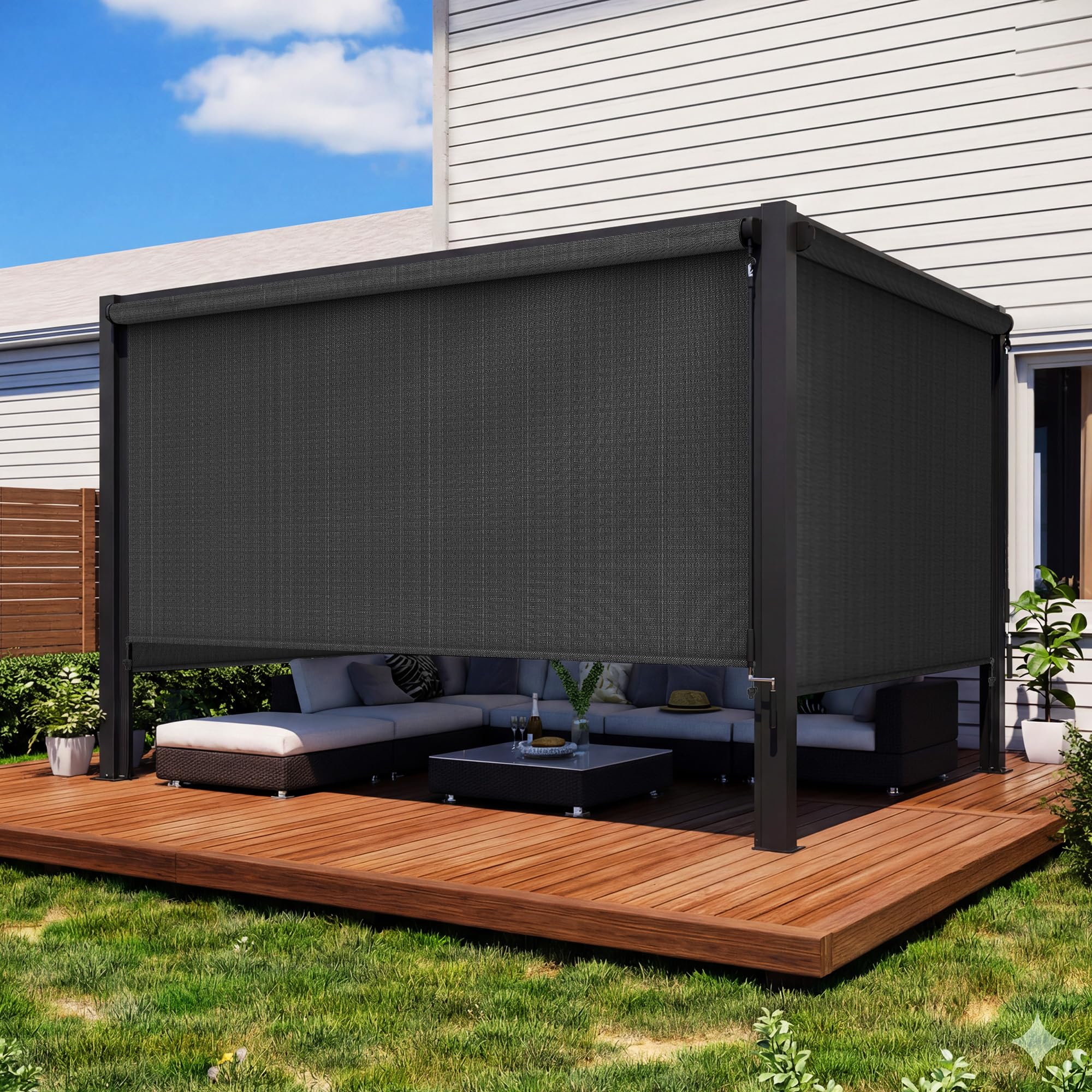 Photo 1 of 10'W x 8'H Integrated Outdoor Roller Shade for Sun & Privacy Protection
