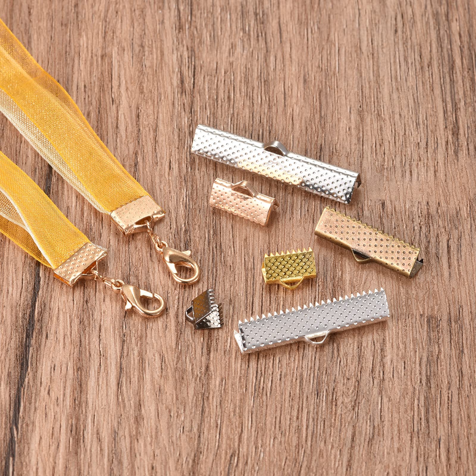 100 Pcs Ruban Sertissage Pince Extrémités 25mm - Fermoirs Signet Argenté Pour Bricolage Et Artisanat