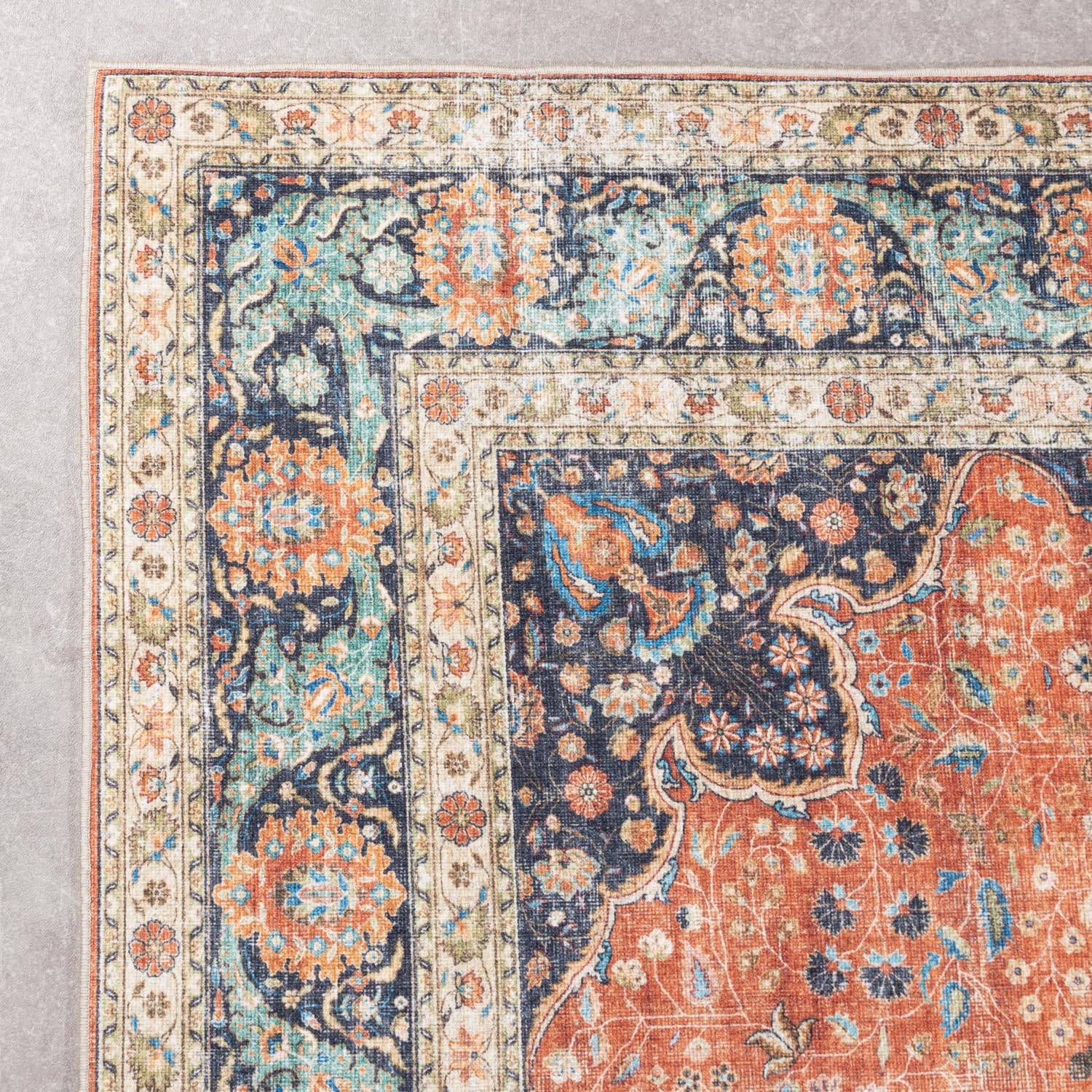 FRAAI | Home & Living In- & Outdoor Vintage Teppich - Kairo Medaillon Terra Dunkelblau - 160x230 cm