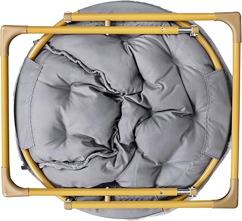 Miniatura 7 de Flash Furniture Gwen - Mini silla plegable para niños, silla lunar de piel sintética gris, marco de metal dorado suave, silla plegable portátil de