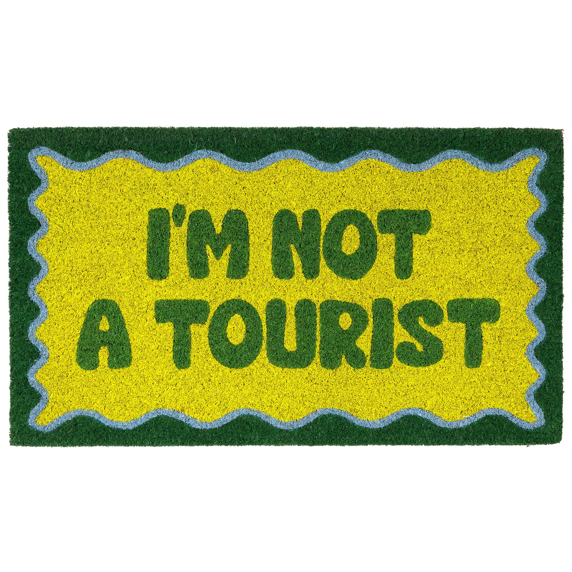 Fisura - “Not a Tourist” Coir Door Mat, Dirt Trapper Doormat with Non-Slip PVC Backing, Indoor & Outdoor Front Door Entrance Mat. Hand Painted. 27x15 inch