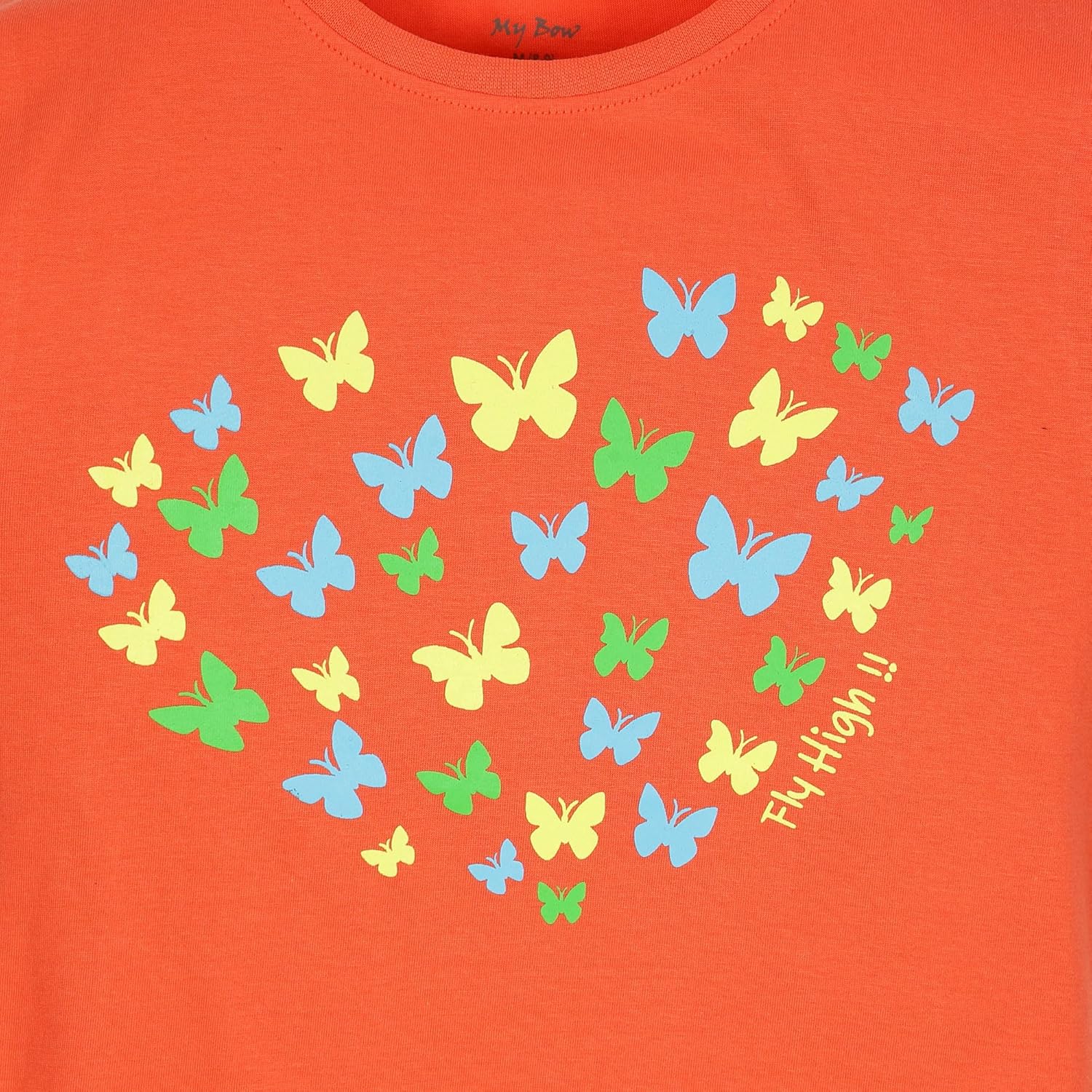 My Bow Girls Cotton Crew Round Rib Neck Short Sleeve T-Shirts, Green, Coral, Turquois - Image 5