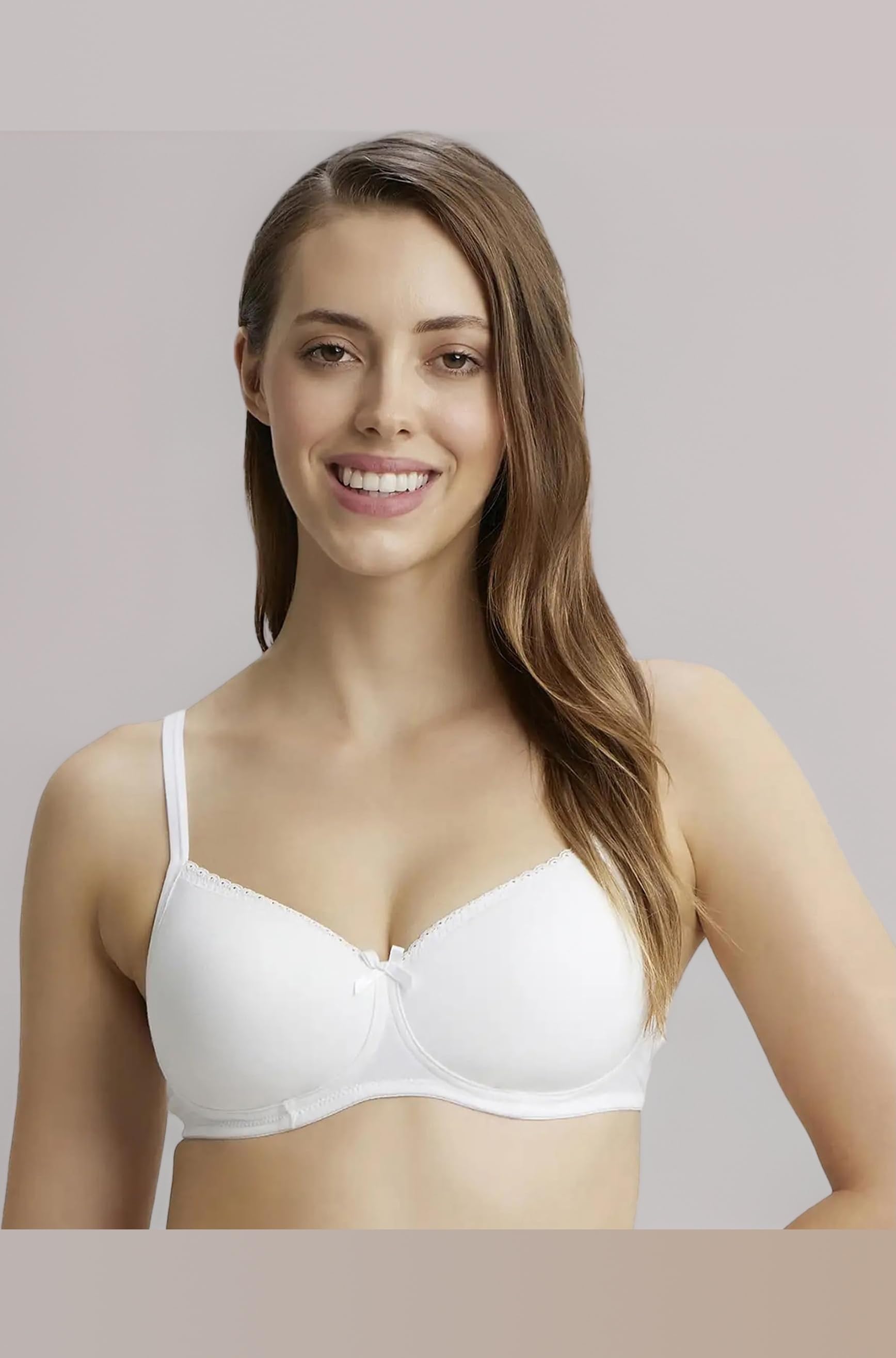 Jockey FE23 Women's Wirefree Padded Super Combed Cotton Elastane Stretch Medium Coverage Multiway Styling T-Shirt Bra with Detachable Straps