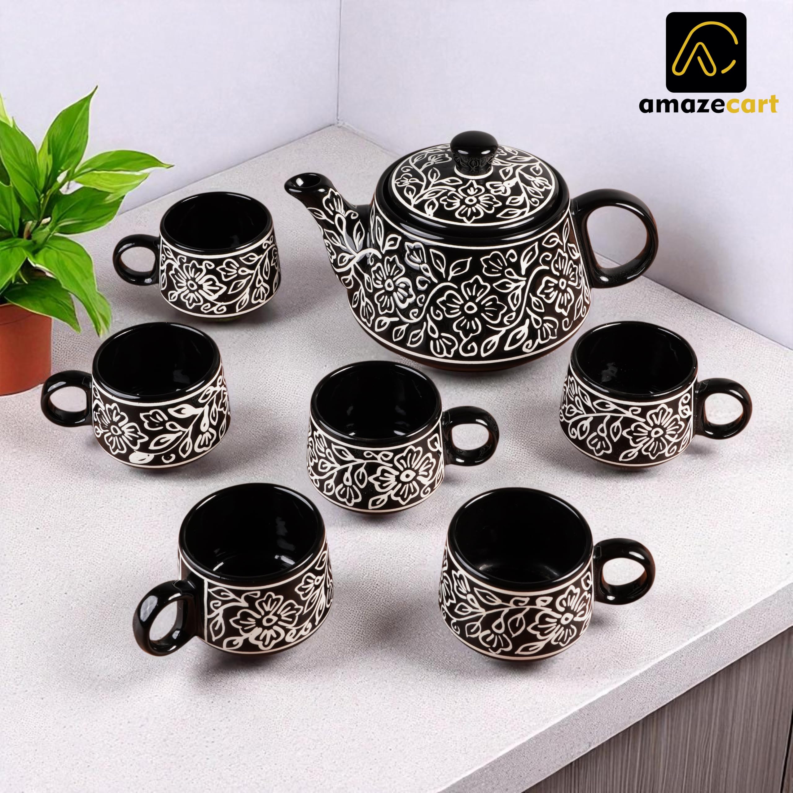 Hand Painted Mugal Tea Set - 7 Piece Coffee & Tea Set -2