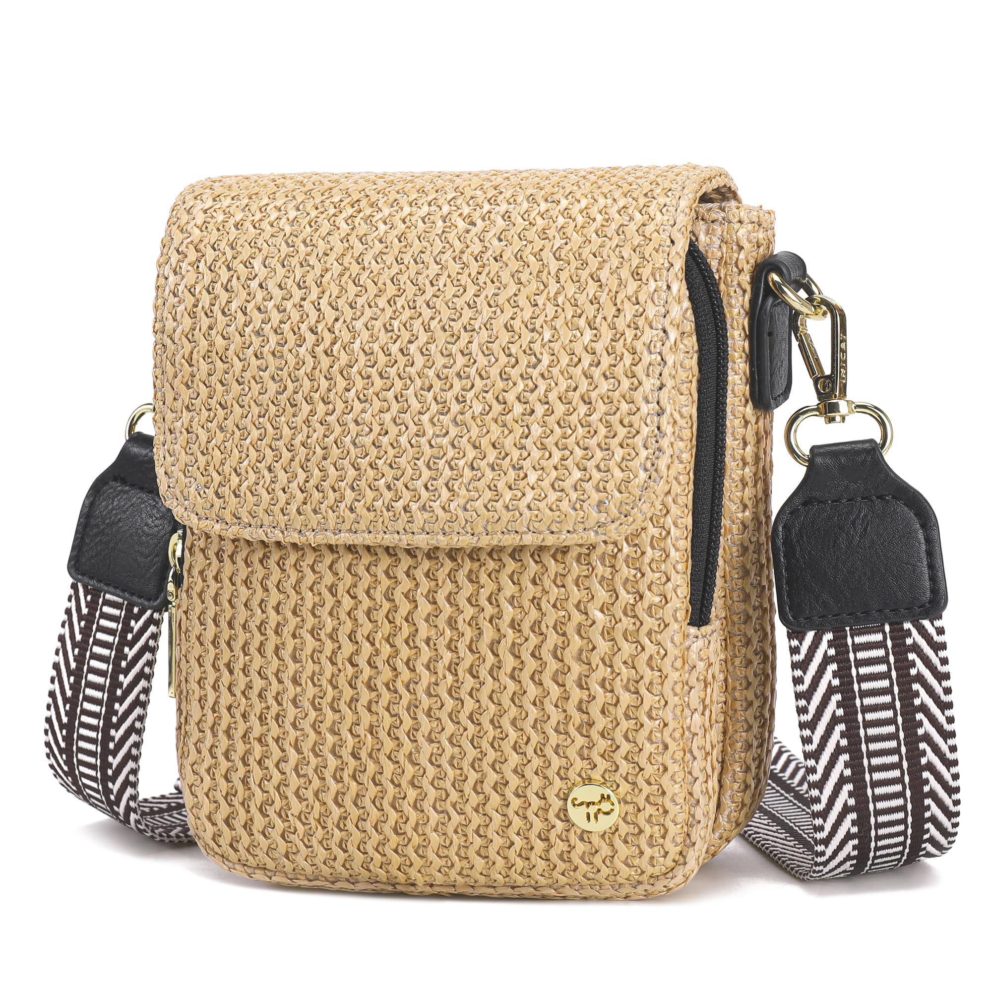 Haytijoe Faux Straw Crossbody Bags for Women Small Summer Purse RFID Woven Phone Bag Travel Beach Hawaiian Essentials Gifts