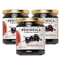 Vista 11 de Cerezas de cóctel Península Premium. Ganador de premios. Rojo borgoña intenso. Suave como la seda, rico jarabe. Lujoso sabor afrutado y agridulce.