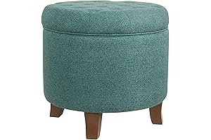 HomePop Teal Ottoman - Button Tufted Comfort and Storage
