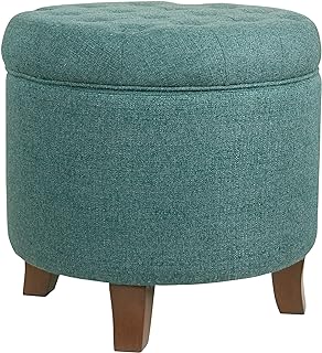 HomePop by Kinfine Fabric Upholstered Round Storage Ottoman - Button Tuf...