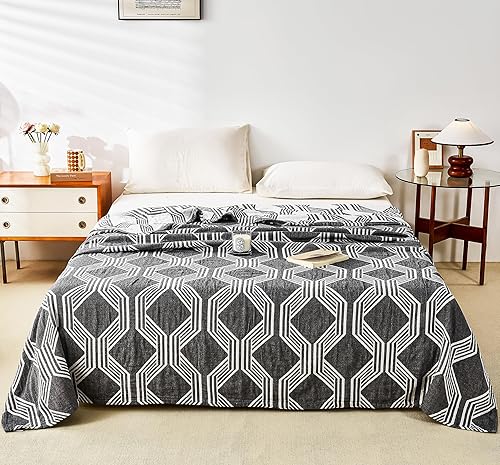 Miniatura 2 de MEJU Bright Flower - Manta de muselina amarilla y azul para todas las estaciones, para cama, sofá, sofá, 100% algodón peinado, 4 capas, suave,