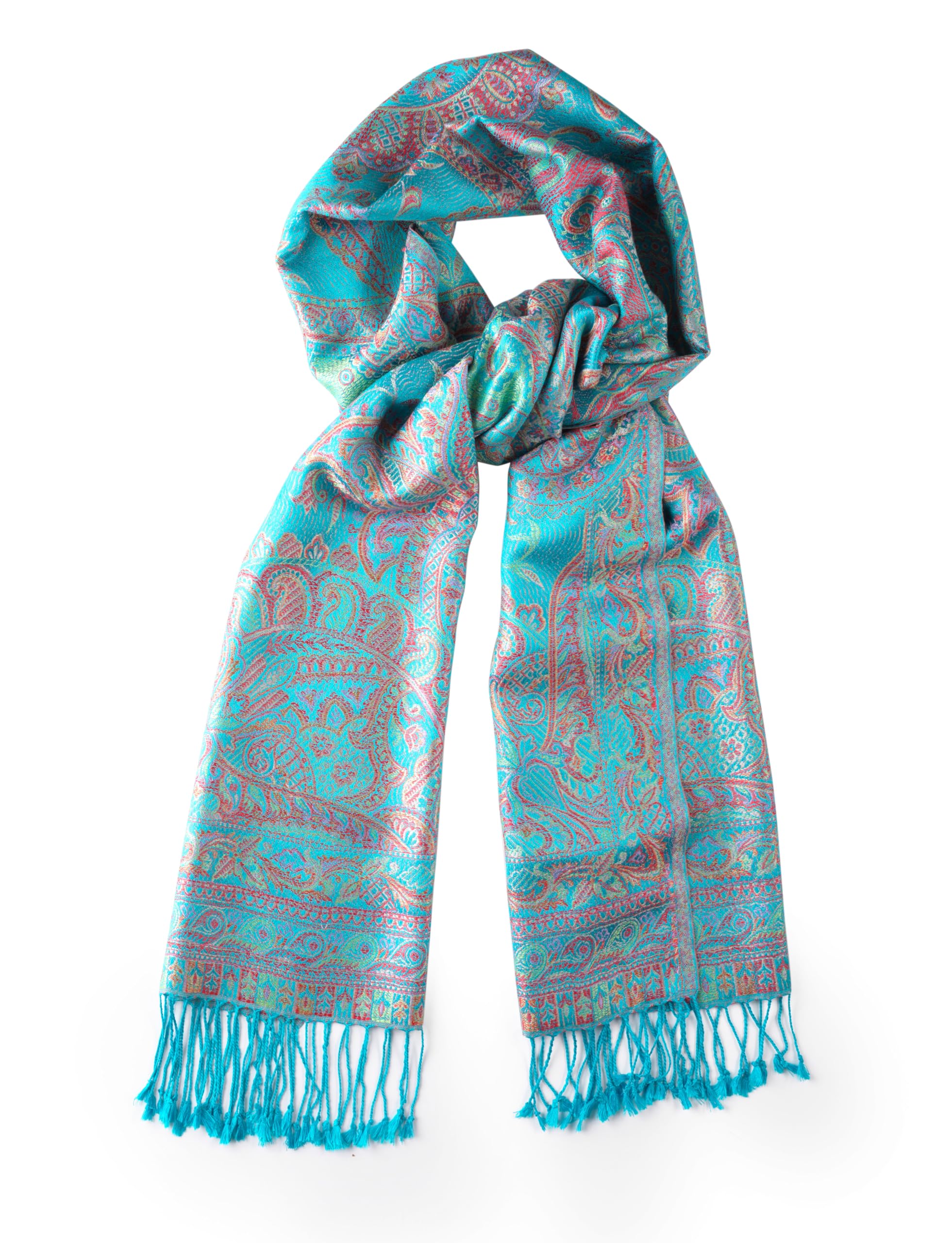 Sciarpa di seta multicolore Aqua Metallic Paisley, Sciarpa di seta, Sciarpa leggera, Sciarpa da donna, Regalo per lei, Sciarpa da spalla, Sciarpa estiva, Sciarpa primaverile, Multicolore, W: