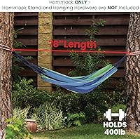 Vista 4 de Northlight 32816484 Hamaca brasileña doble de algodón tejido a rayas azules y verdes