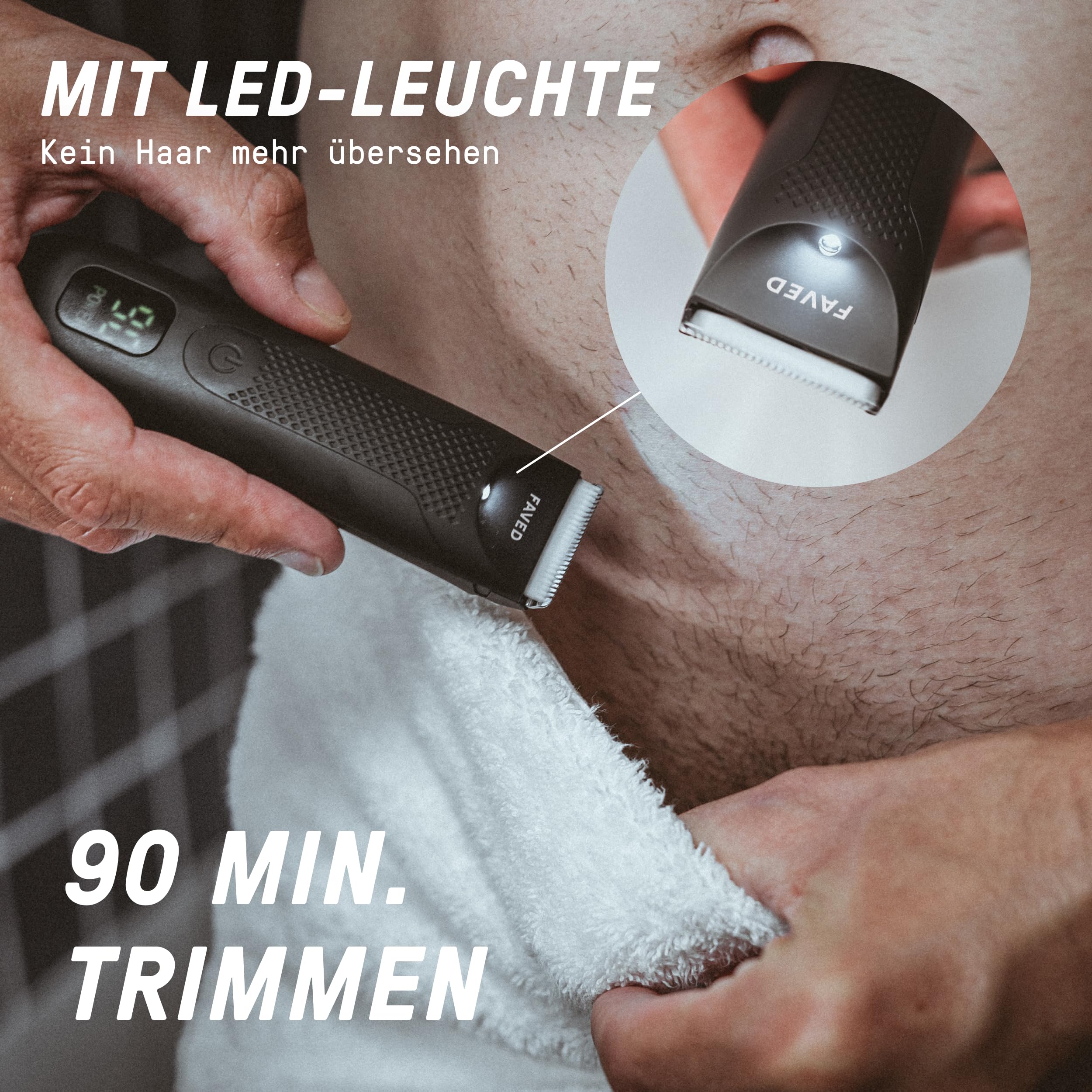 The Bodygroomer - nutshaver, Rasoio parti intime & corpo uomo, a prova di doccia, 90 min. di autonomia, luce LED, stazione di ricarica - rasa palle & schiena da Groomed Rooster