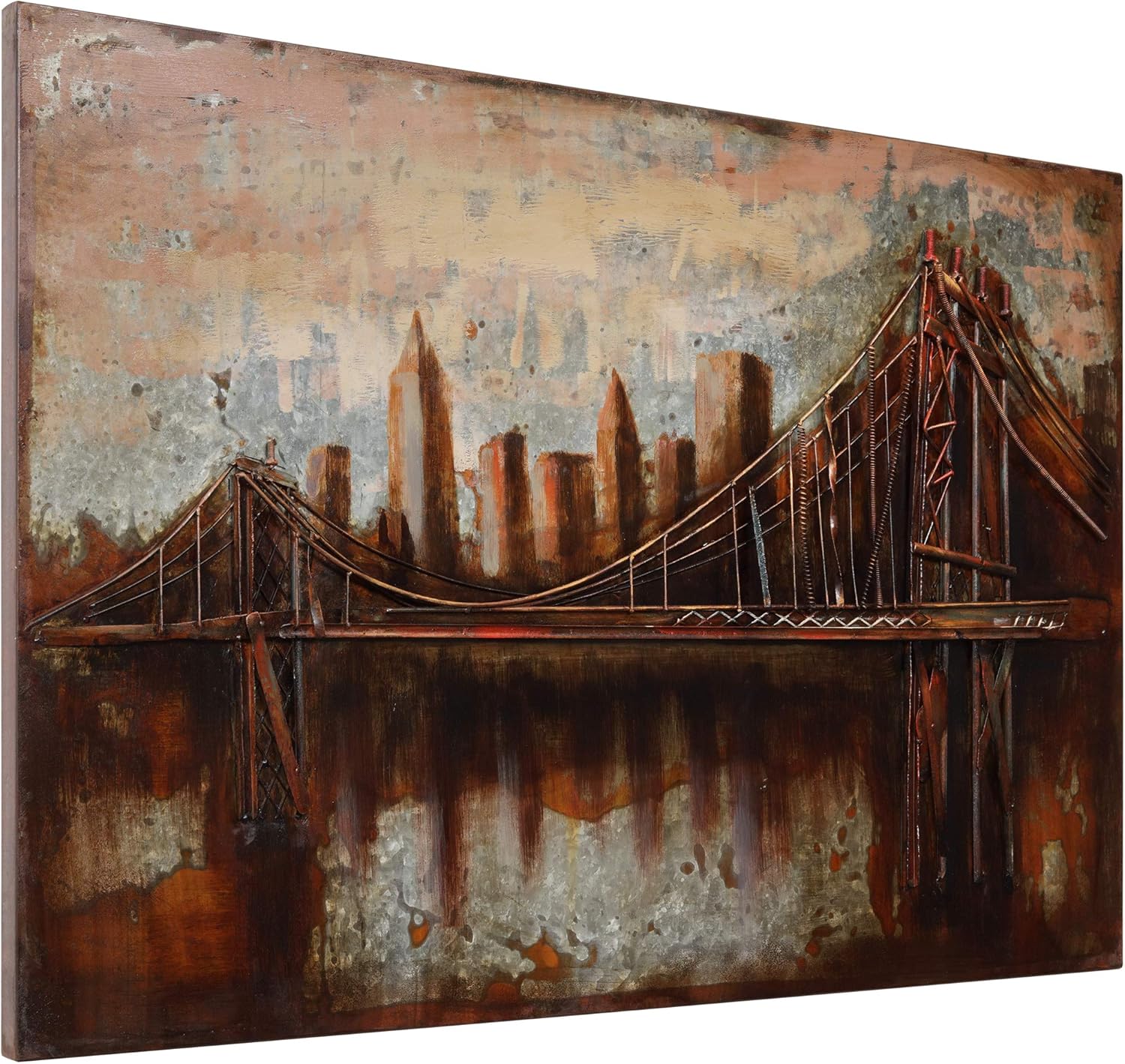 Empire Art Direct Bridgescape Mixed Media Hand Painted Iron Wall Sculpture by Primo Empire Art Direct Bridgescape Mixed Media Hand Painted Iron Wall Sculpture by Primo