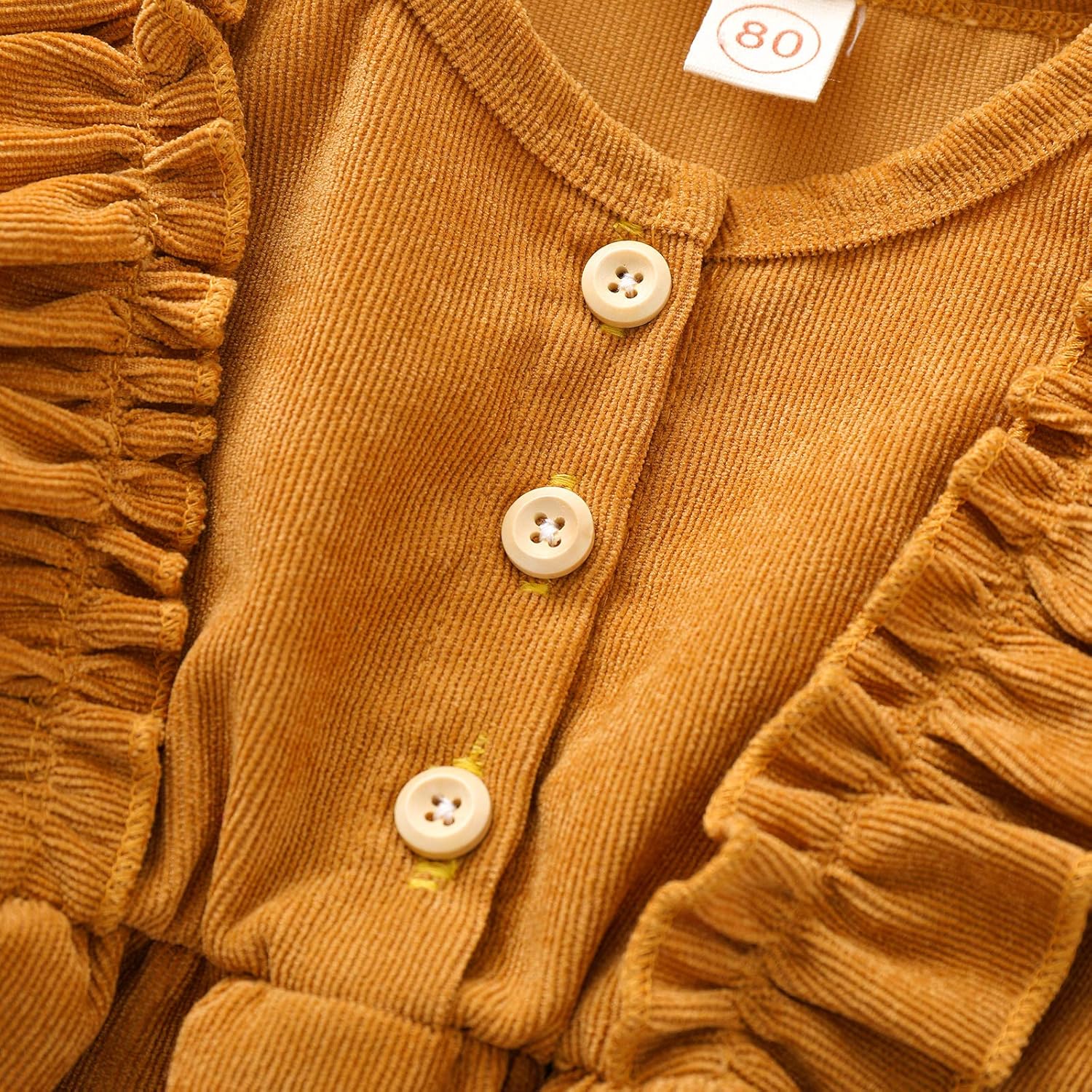 Karuedoo Kids Toddler Baby Girl Corduroy Ruffle Long Sleeve Dress Princess Party Dress Fall Winter Skirt Outfit - Image 4