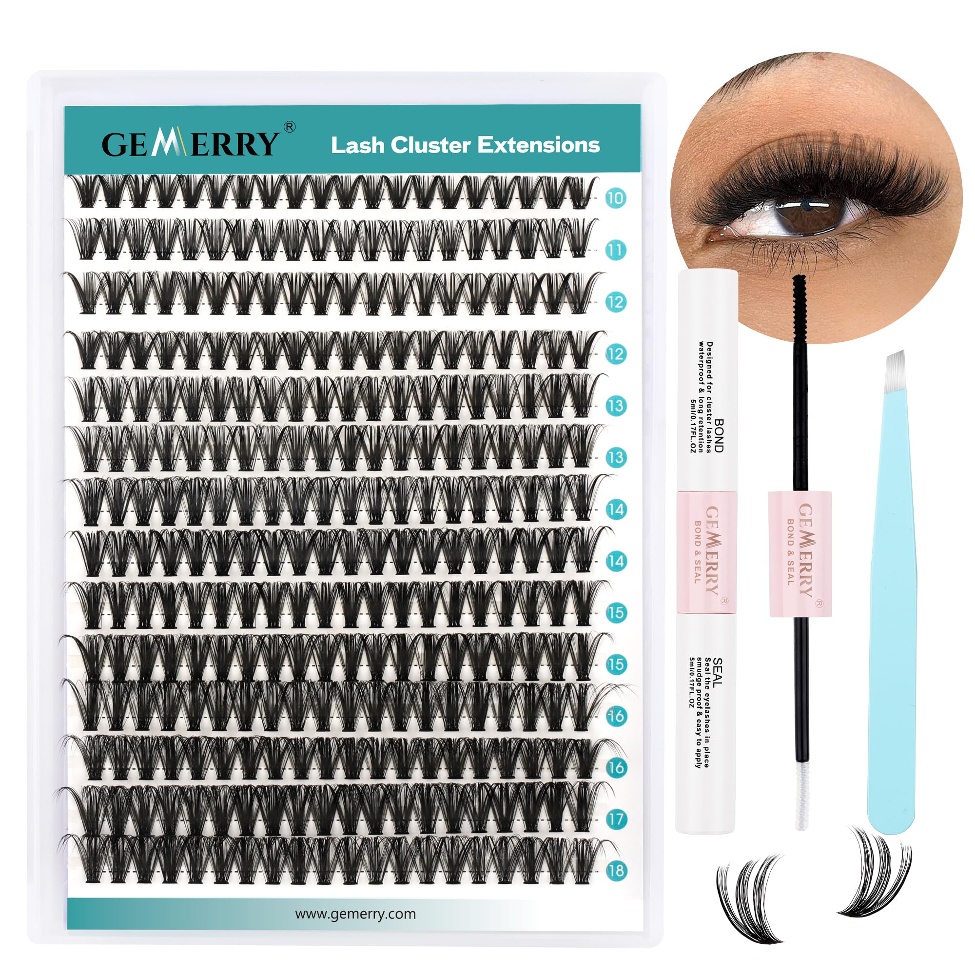 GEMERRY Kit Pestañas Postizas Individuales DIY Kit De Extensión De Pestañas Individuales con 40D 10-18mm Pestañas Pelo a Pelo y Pegamento Pinzas Extension Pestañas Kit(40D-0.07D-10-18mm-Set)