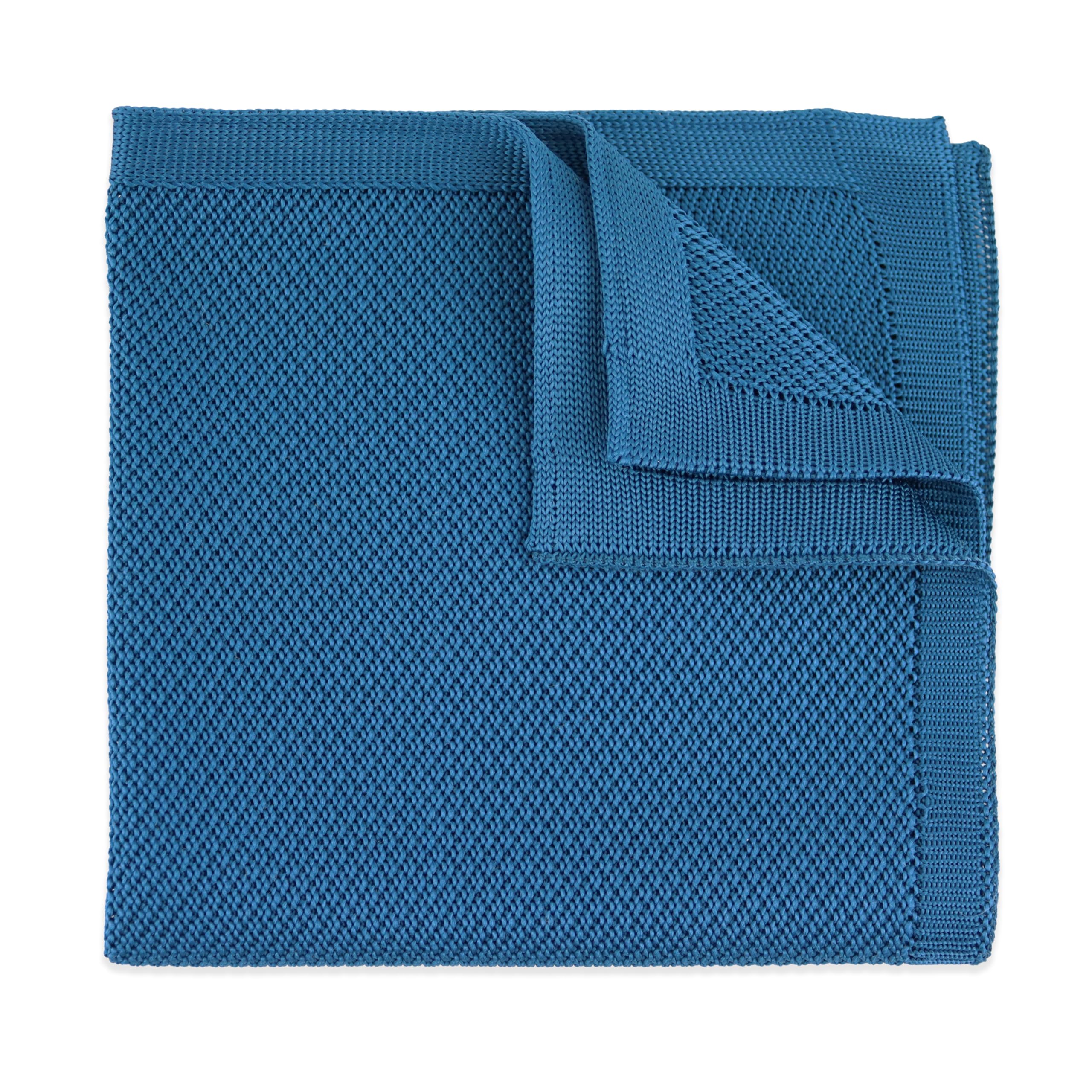 The Gents Lab Men's Dark Teal Knitted Pocket Square Made From 100% Soft Polyester | Over 20+ Colours (Dark Teal)