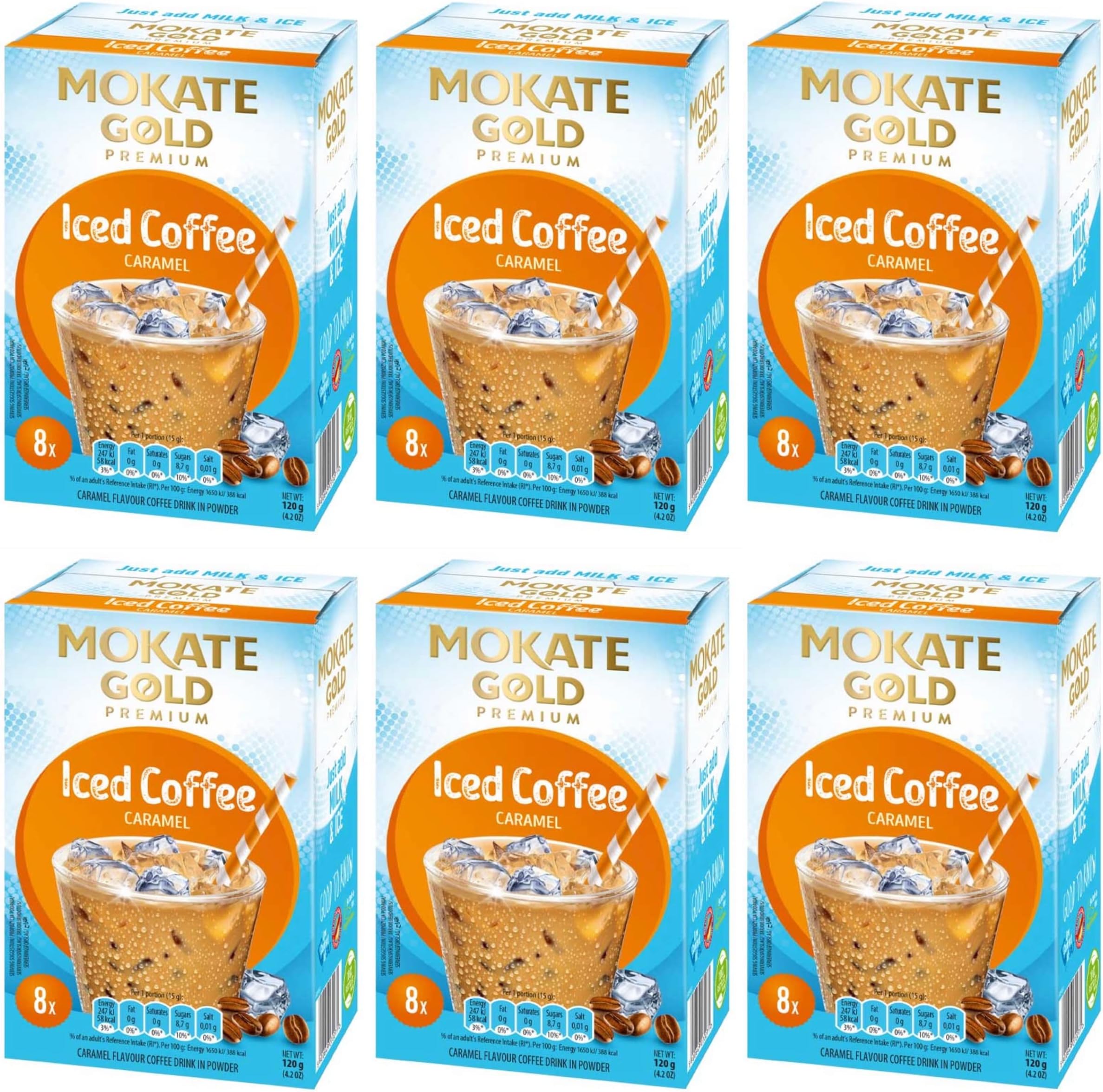Mokate Gold Premium iced coffee Caramel 6 boxes x 8 sachets total 48