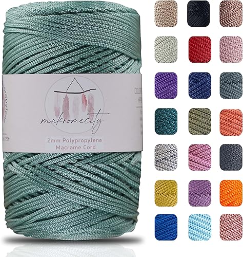 Makromecity, Cordón de macramé de poliéster de 0.079 in x 250 yardas (750 pies) de 0.079 in de polipropileno para macramé, arte y manualidades para