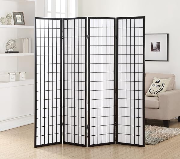 Roundhill Furniture 4 Panel Oriental Shoji Screen Room Divider