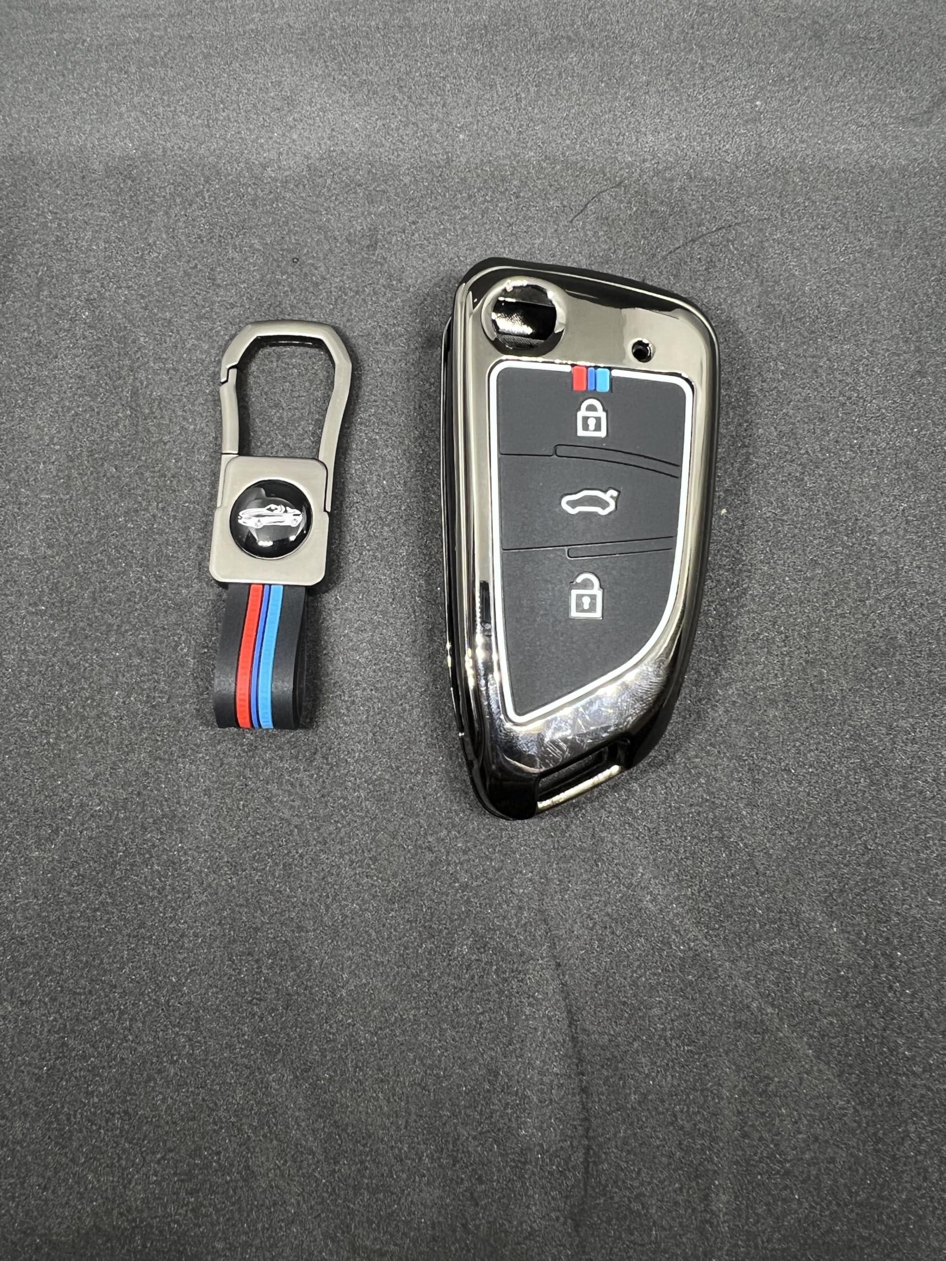 BKN Premium Metal Soft Car Key Cover Shell with Keychain & Full Protection Compatible with Xhorse KD B29 Universal All Cars Remote Flip Key Cover | Special Feature Visible in Low-Light Conditions