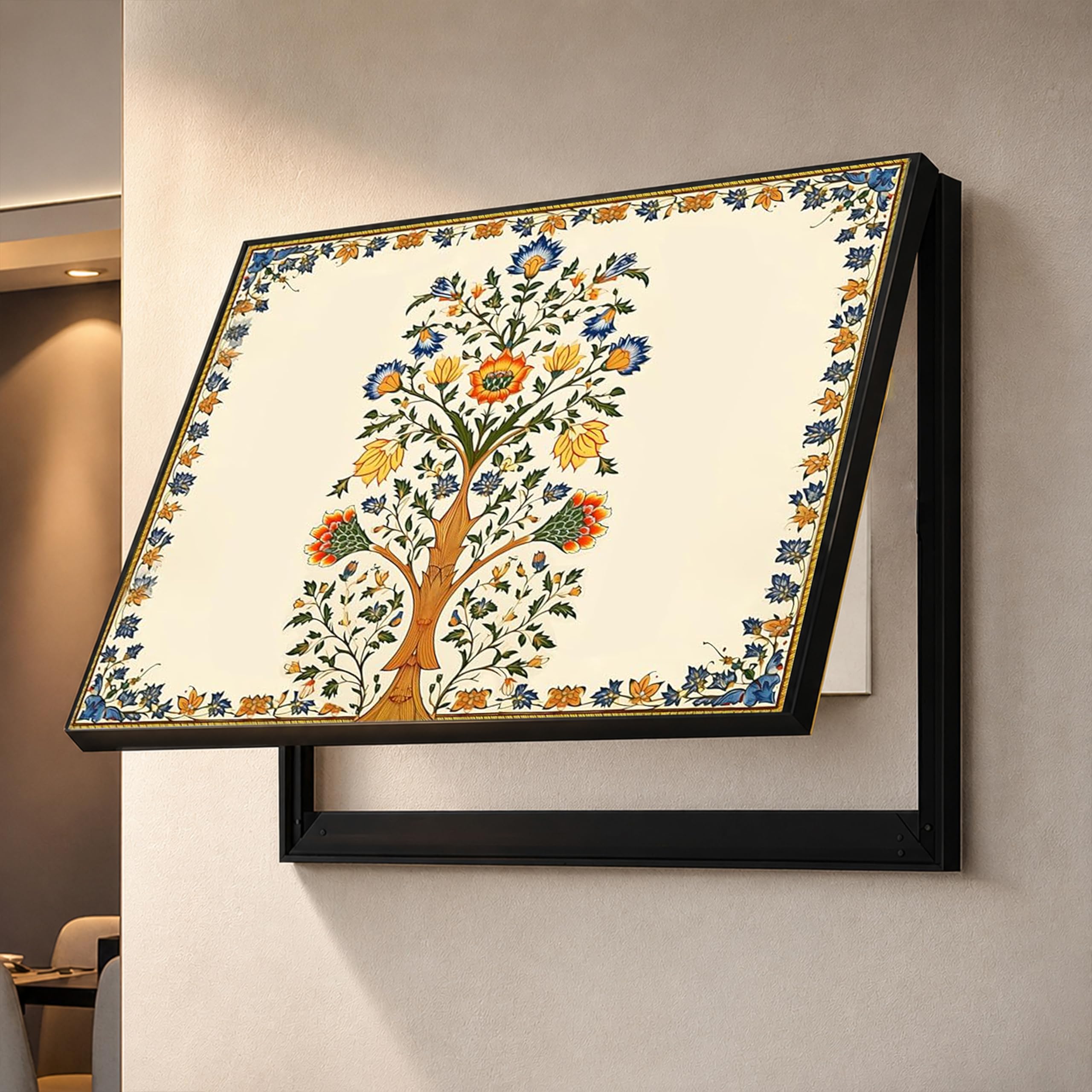 PAINTINGMANTRA Horizontal Floral Art Decorative Framed Mcb Box, Electric Board Cover | Flippable Counter Cover With Digital Art Print | Suits for Hallways, Lobby, Bedroom, Living Room (18x13 Inch)-image-4