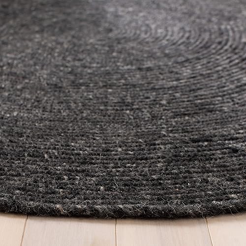 Miniatura 3 de SAFAVIEH Braided Collection BRD901Z - Alfombra redonda de lana reversible de 3 pies, hecha a mano, color negro, para entrada, vestíbulo, sala de