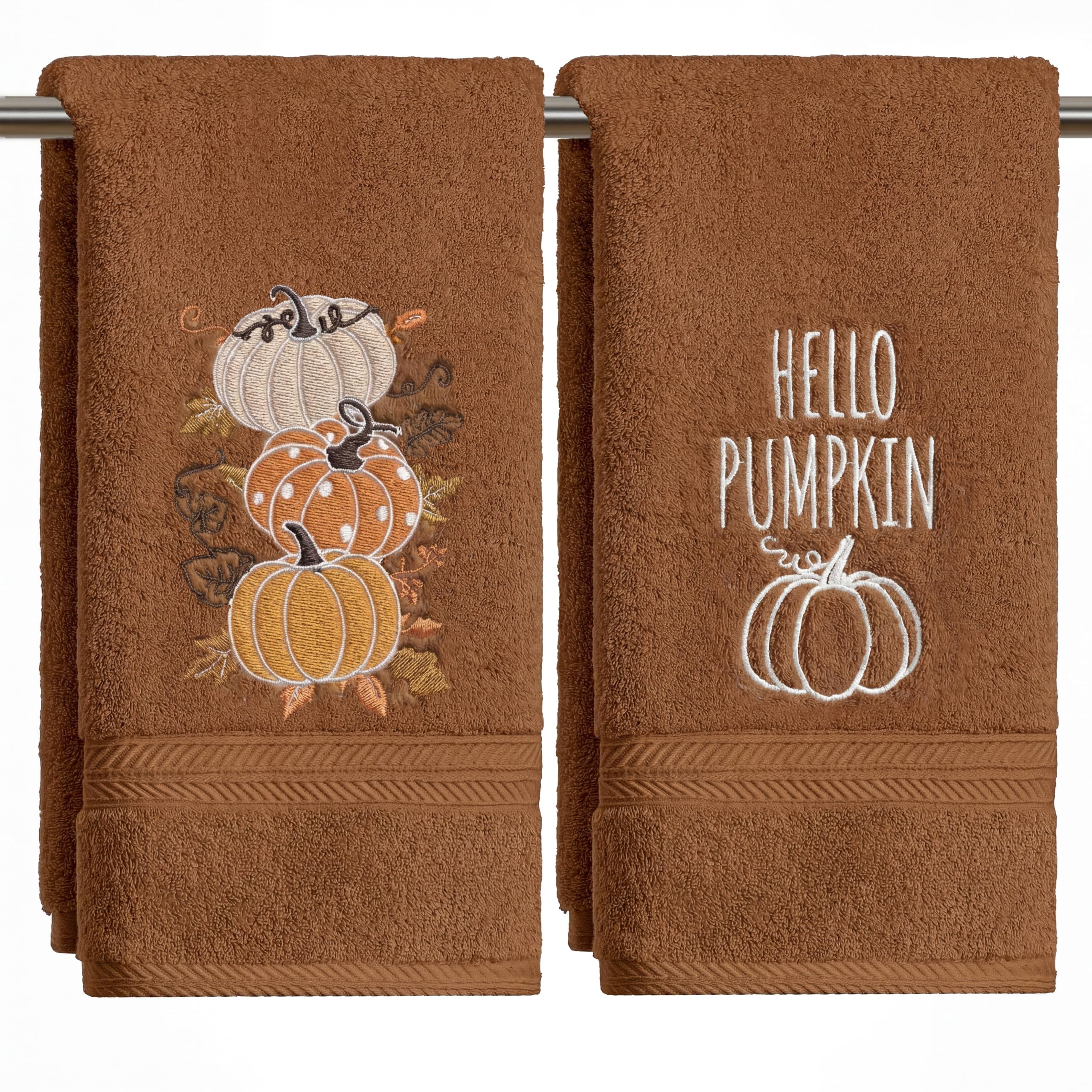Artoid Mode Caramel Dot Pumpkins Maple Leaves Autumn Hand Towels 35x75 cm