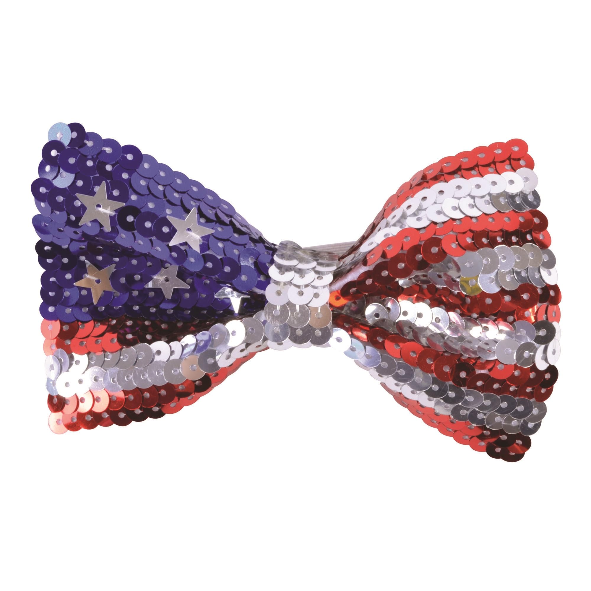 Blue, Red, & White Sequin USA Bow Tie, 1 Pc. - Sparkling Design, Perfect Accessory for Patriotic Events, World Book Day, & Celebrations Halloween Halloween