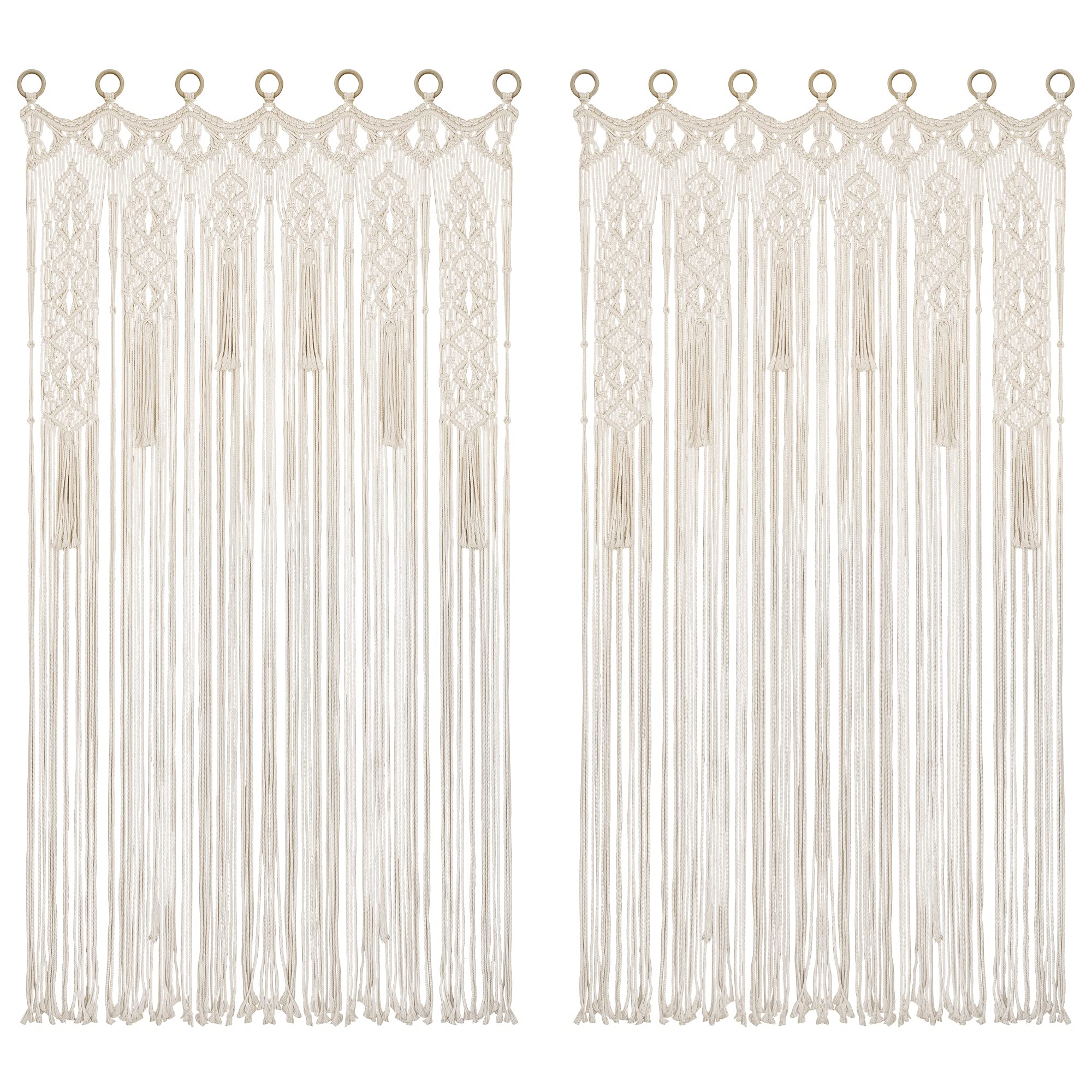 Osunnus Boho Macrame Window Curtain Room Divider Doorway Curtain 79 x 35 Inches Large Macrame Wall Hanging for Bohemian Home Decor Wedding Backdrop, Meteor Garden - 2 Panels L