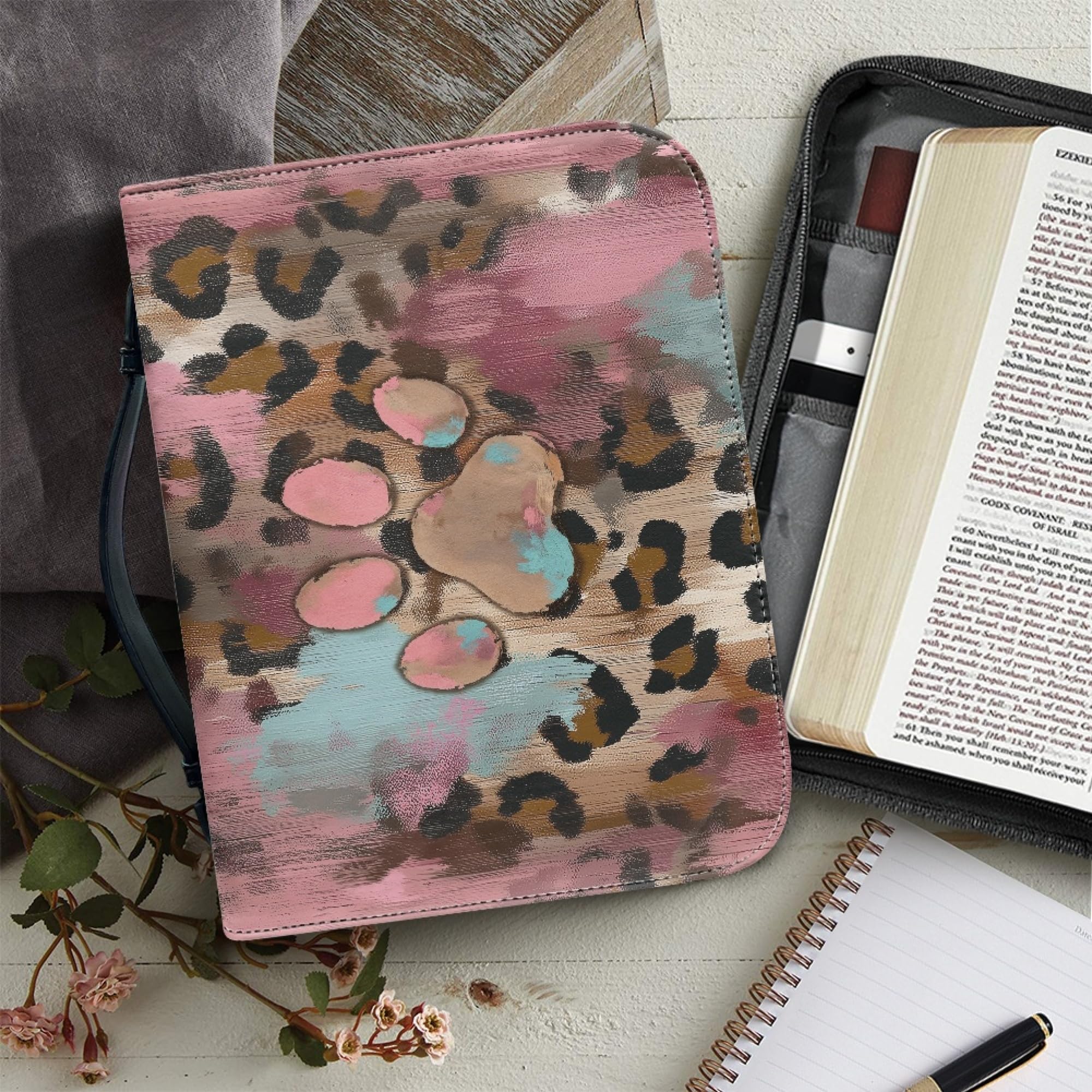 Amzbeauty Élégant sac biblique pour femme, étui à livres, motif empreintes
