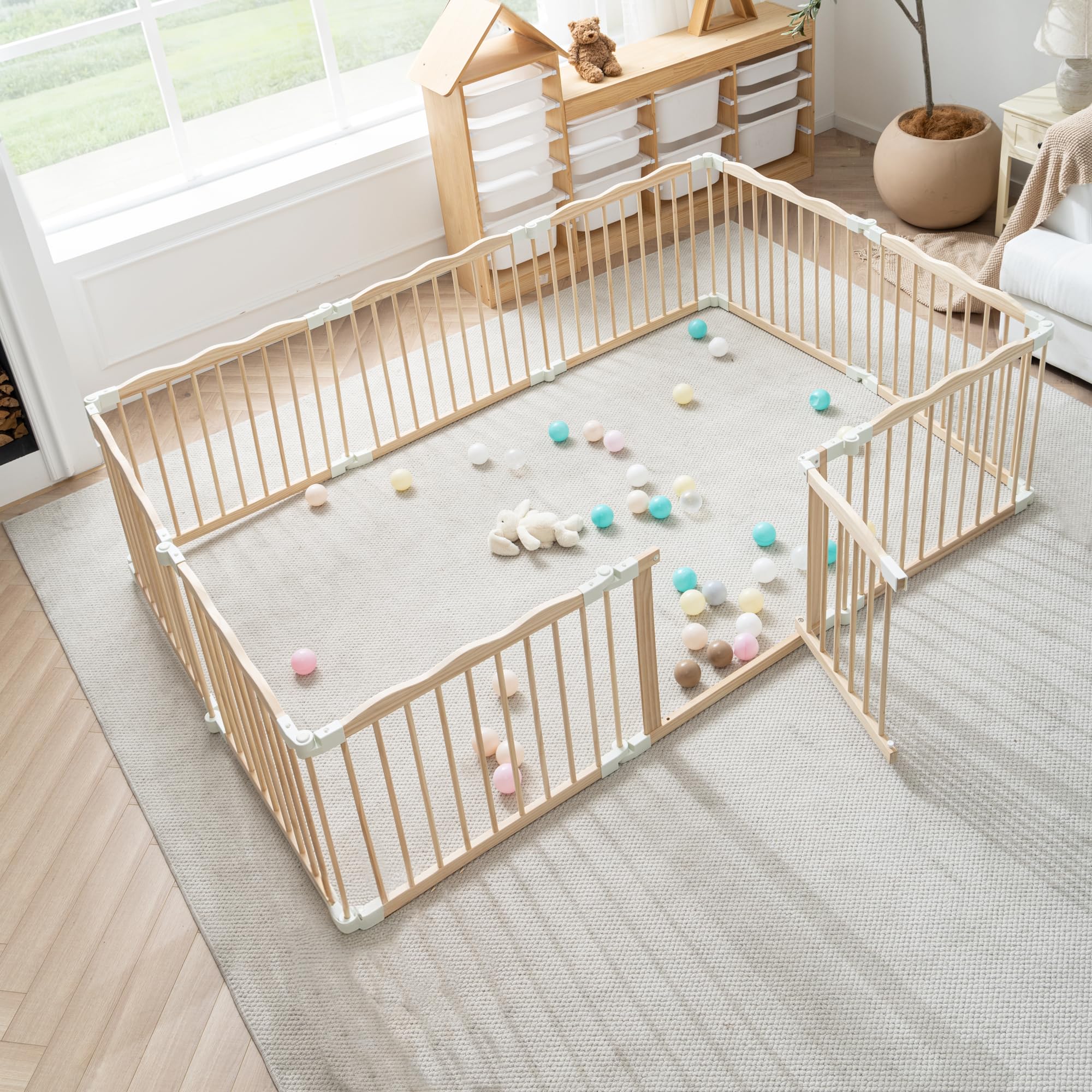 Amazon.co.jp: 赤ちゃんや幼児用の木製ベビーサークル&プレイヤード