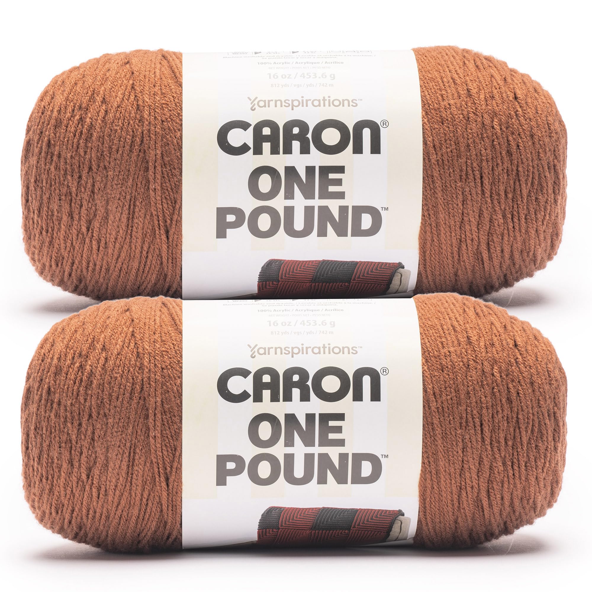 Caron One Pound Sienna Yarn - 2 Pack of 453.6g/16oz - 100% Acrylic - #4 Worsted (Medium) - 812 Yards - Knitting/Crochet