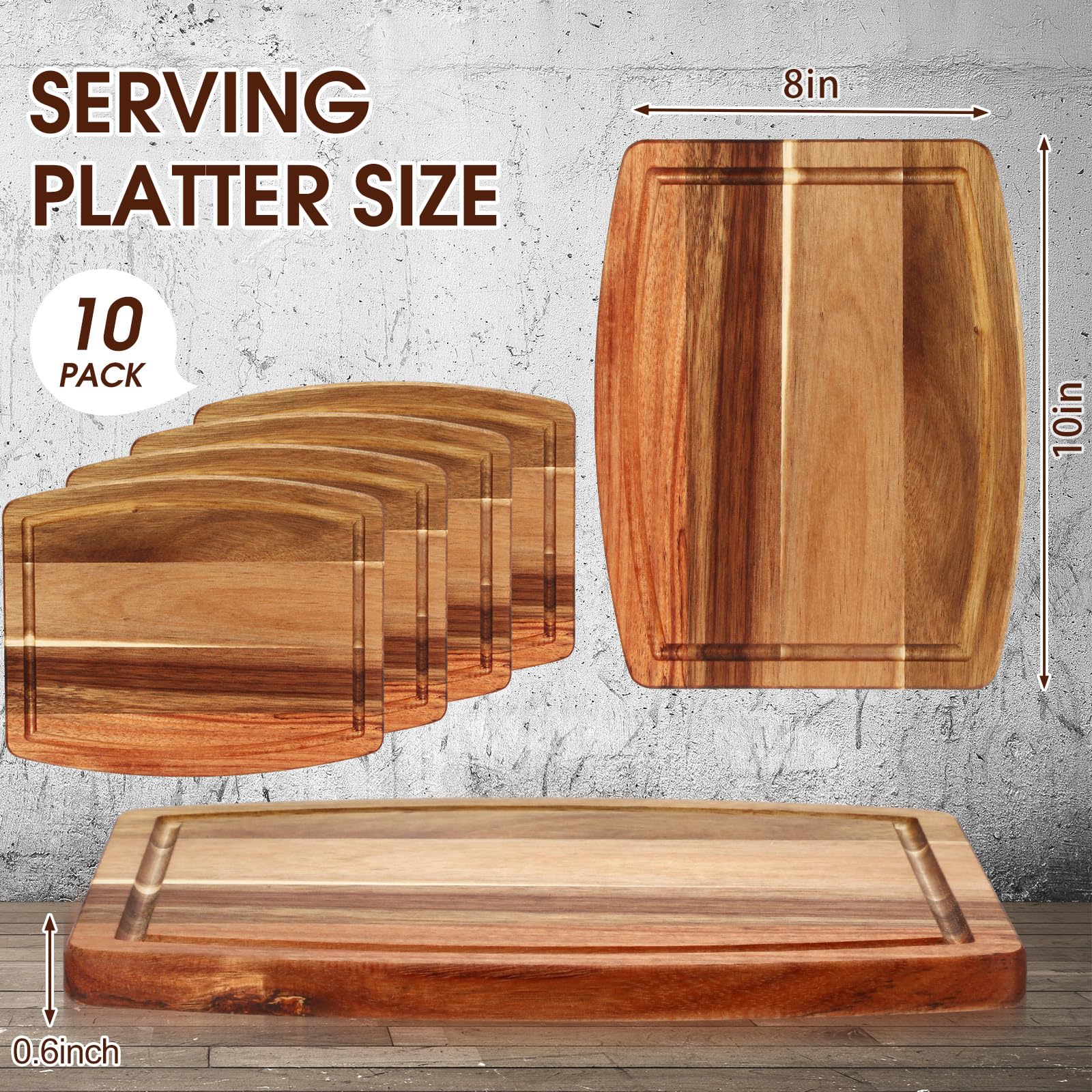 Kigley Tablas de cortar de madera de acacia a granel para grabado láser, platos llanos de madera con ranura para cortar charcutería, bandeja de tallado para regalos de fiesta de inauguración de la