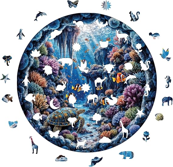 Ahşap Puzzle Yetişkin - Denizaltı Cenneti - 252 Parça, 29 x 29 cm - Yapıştırıcı Folyo Dahil - Benzersiz Şekilli Parçalar & Özel Figürler - A1-19