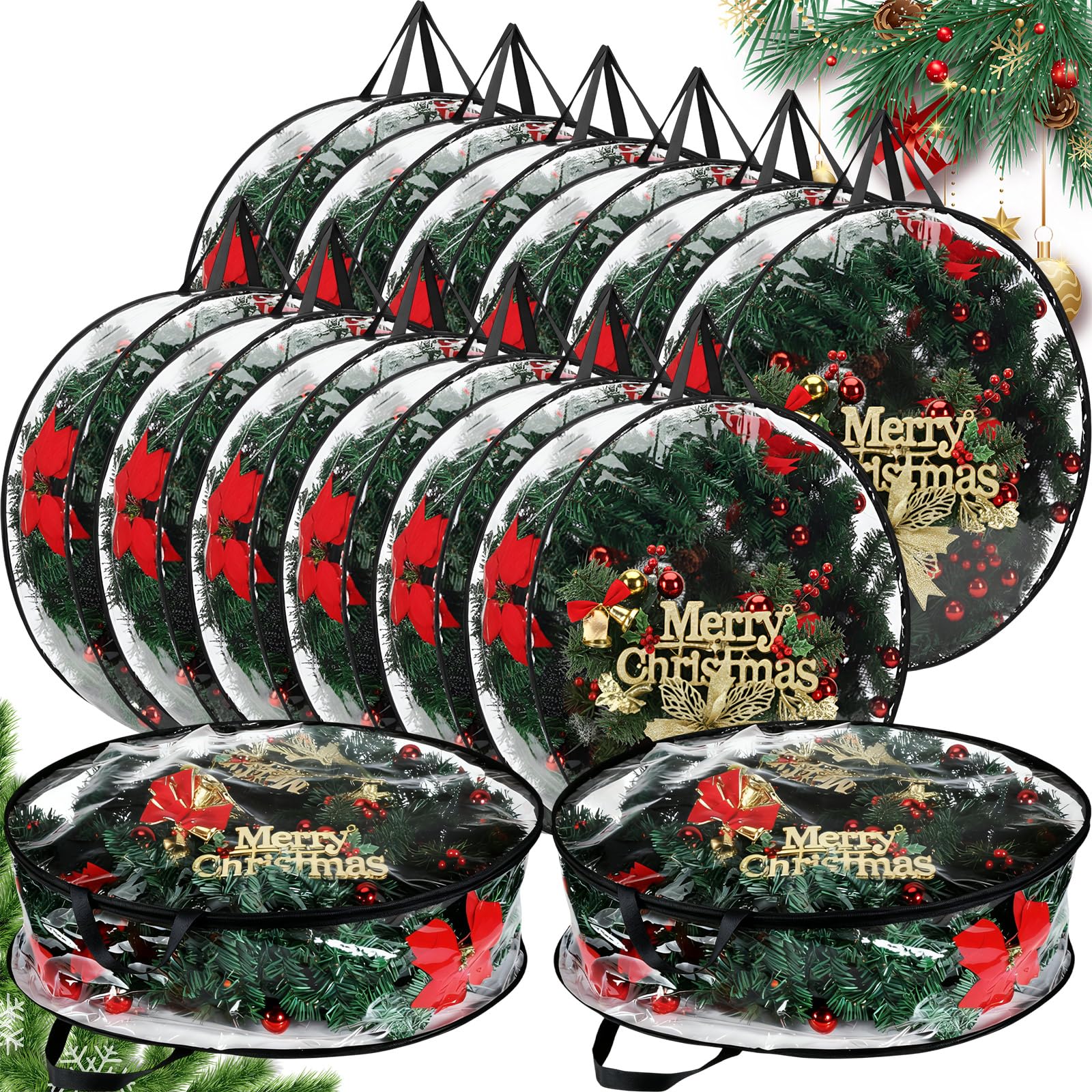Housse couronne de Noël 76 cm transparente pour protéger vos souvenirs