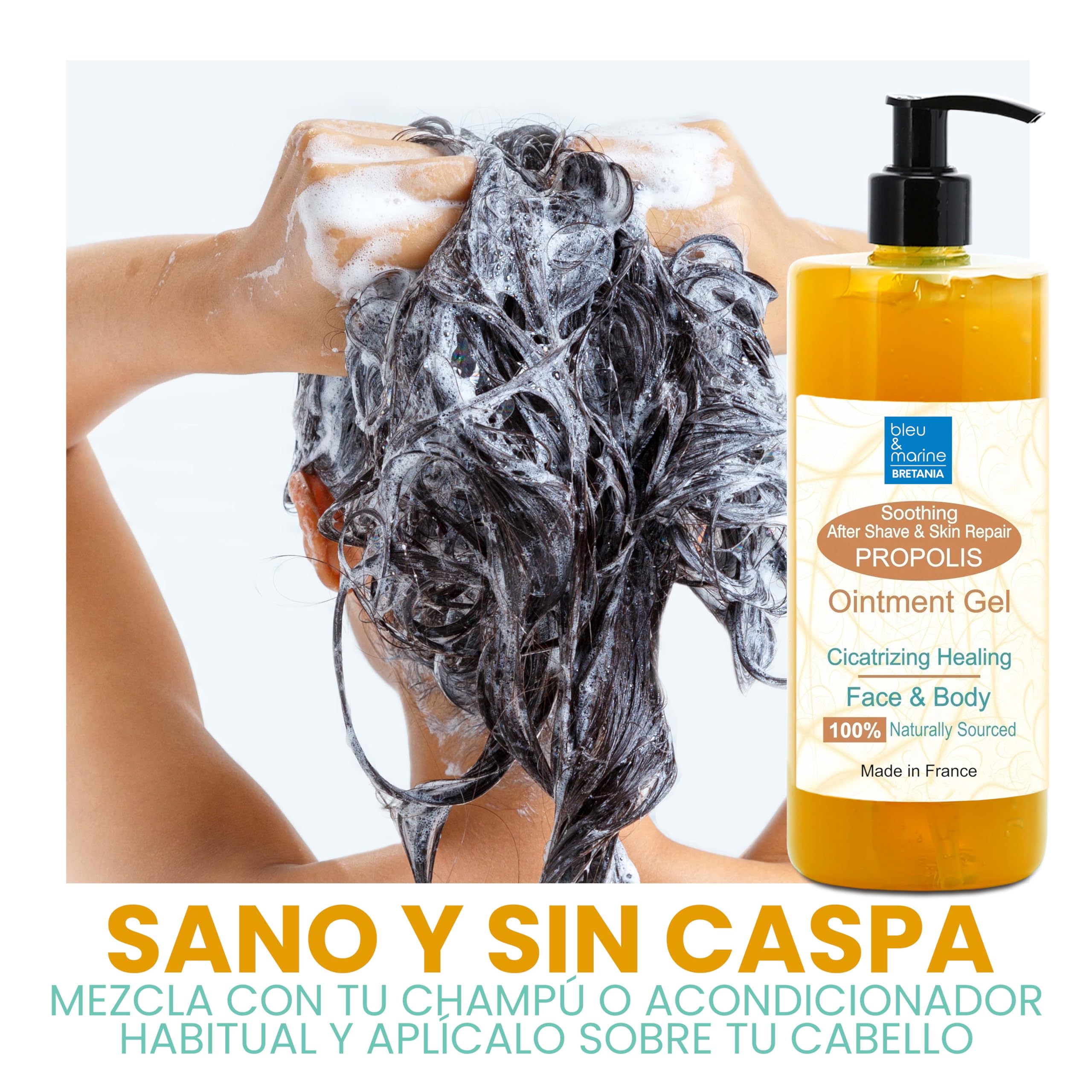 Gel al Propoli, Viso, Gel Riparatore, Pelle sensibile imperfetta, Calma la pelle irritata, Dopobarba, Sollievo dal prurito, Idratante, 500 ml