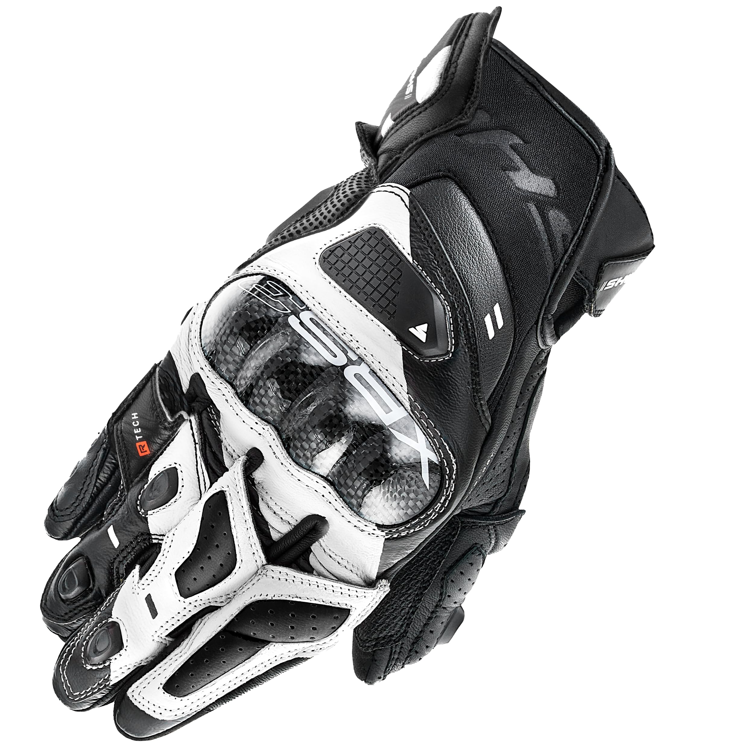 SHIMA XRS-3 Motorrad Handschuhe Herren Leder Kurze Sport Motorradhandschuhe Schutz Touchscreen Stadt Lederhandschuhe Motorcycle Belüftet Verstärkt Perforiertes Leicht (Herren, Weiß, 3XL)