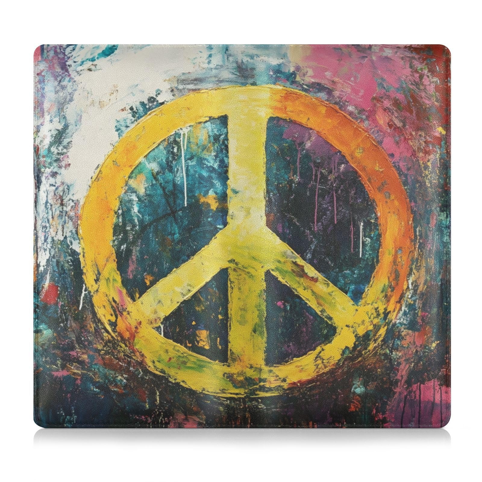 NFMILI Car Registration and Insurance Holder Peace Sign Colorful Print PU Leather Car Wallet Purse Glove Box Organizer Bifold for Documents License Cards 9.45×4.92 in