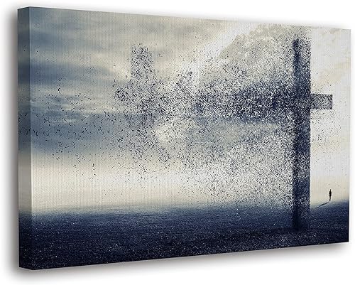 SpiritualHands Decoración de pared de Jesús, póster de pared con cruz cristiana, arte de pared con texto en inglés Judah Religios con oración,