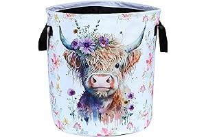 Novelty Highland Cow Laundry Basket Waterproof Oxford Storage Tote