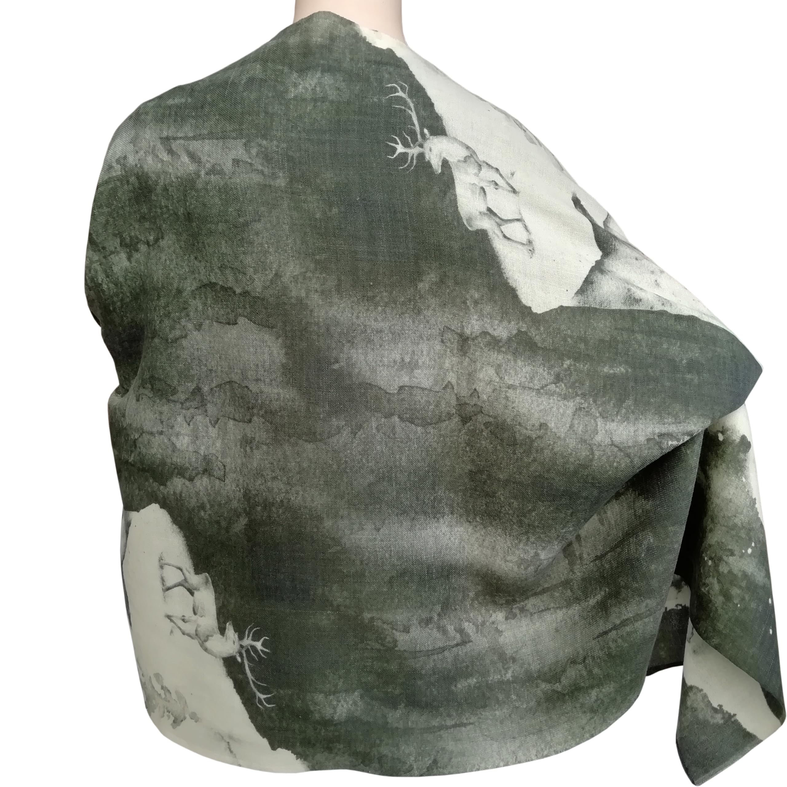 Alexandra Maxa Unisex Wollschal aus 100% Schurwolle – warmes Trachten- & Outdoor-Accessoire mit modernem Hirsch- oder Alpenmotiv – ideal für Lodenjacke, Jagd & Winter