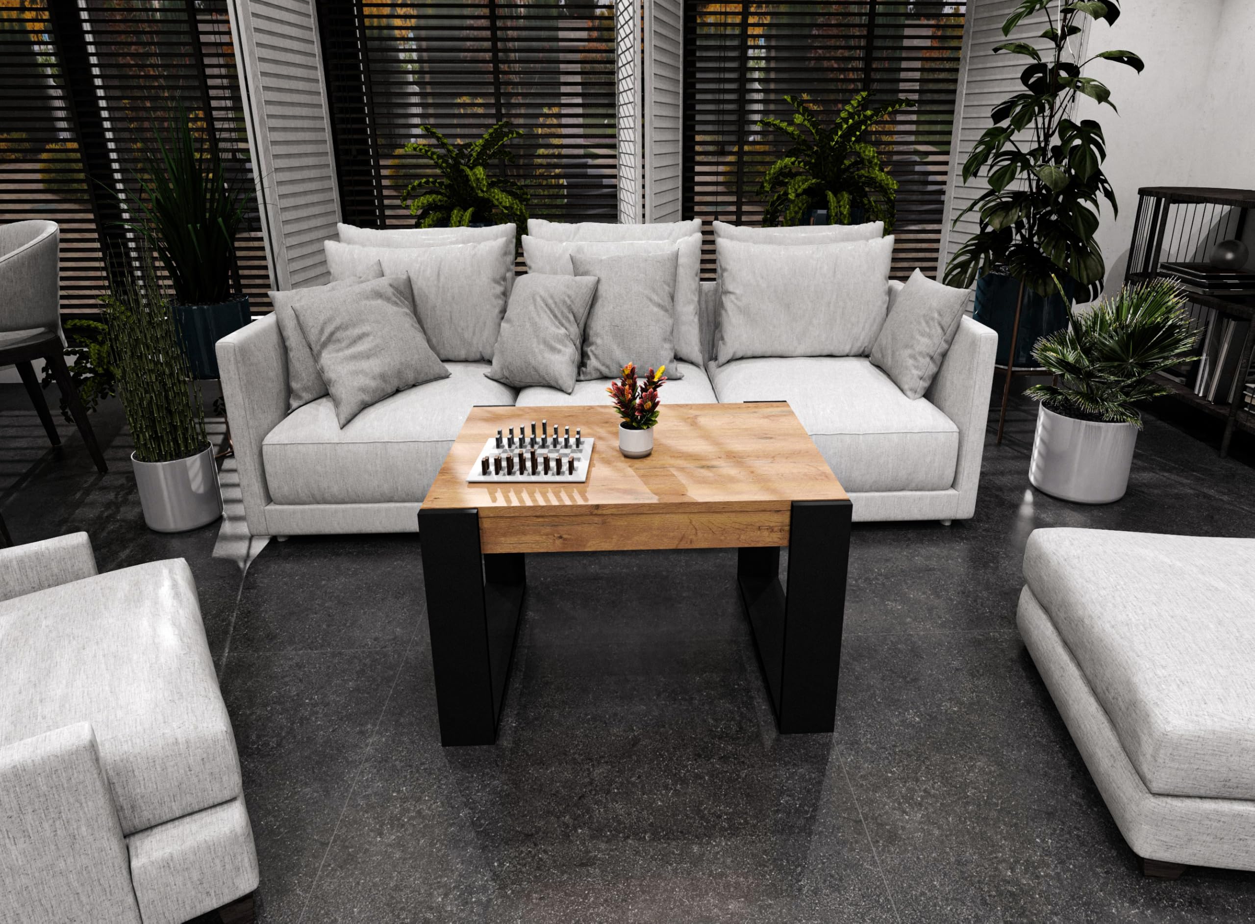 Möbelkap Couchtisch Retro Design - Eiche/Schwarz Kratzfest & Stabil