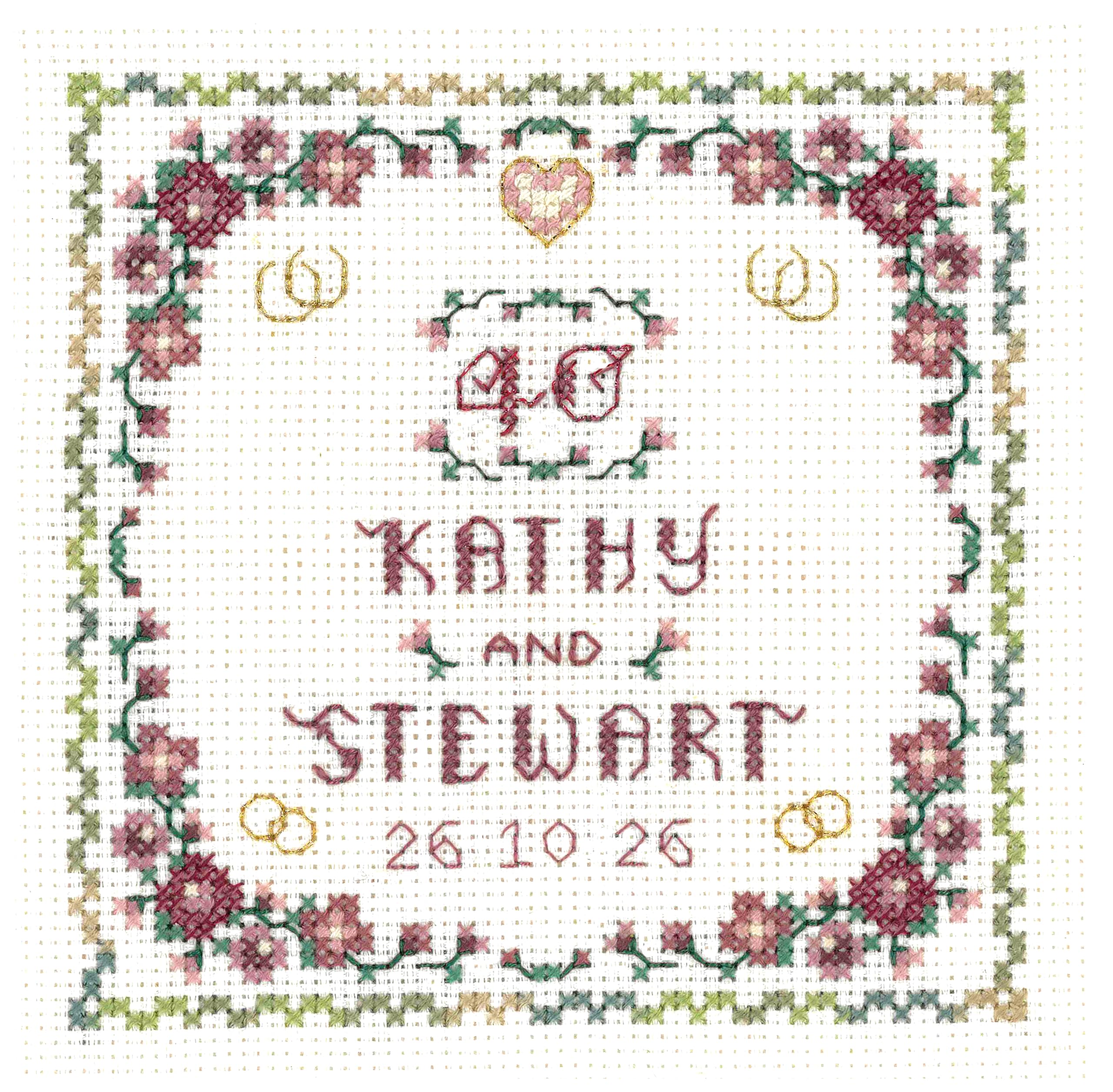 Lifetime Samplers & Decorative Textiles Heart Ruby Anniversary Sampler for a 40th Wedding Anniversary - Complete Cross Stitch kit on 14 aida