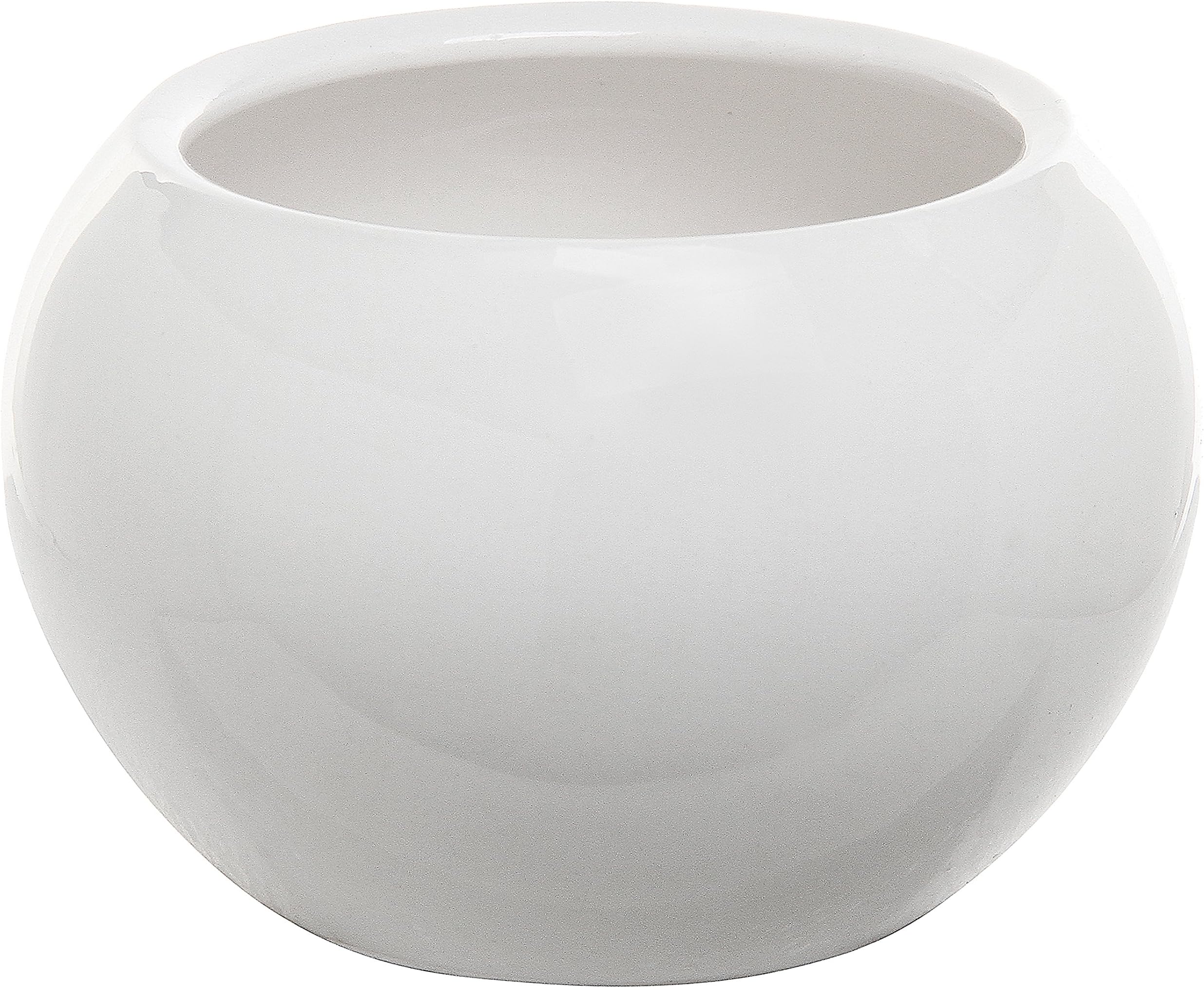 Grey and White Round Ceramic Planter 6.75 X 6.75 X 5.25 Inches Accent Decor Ash